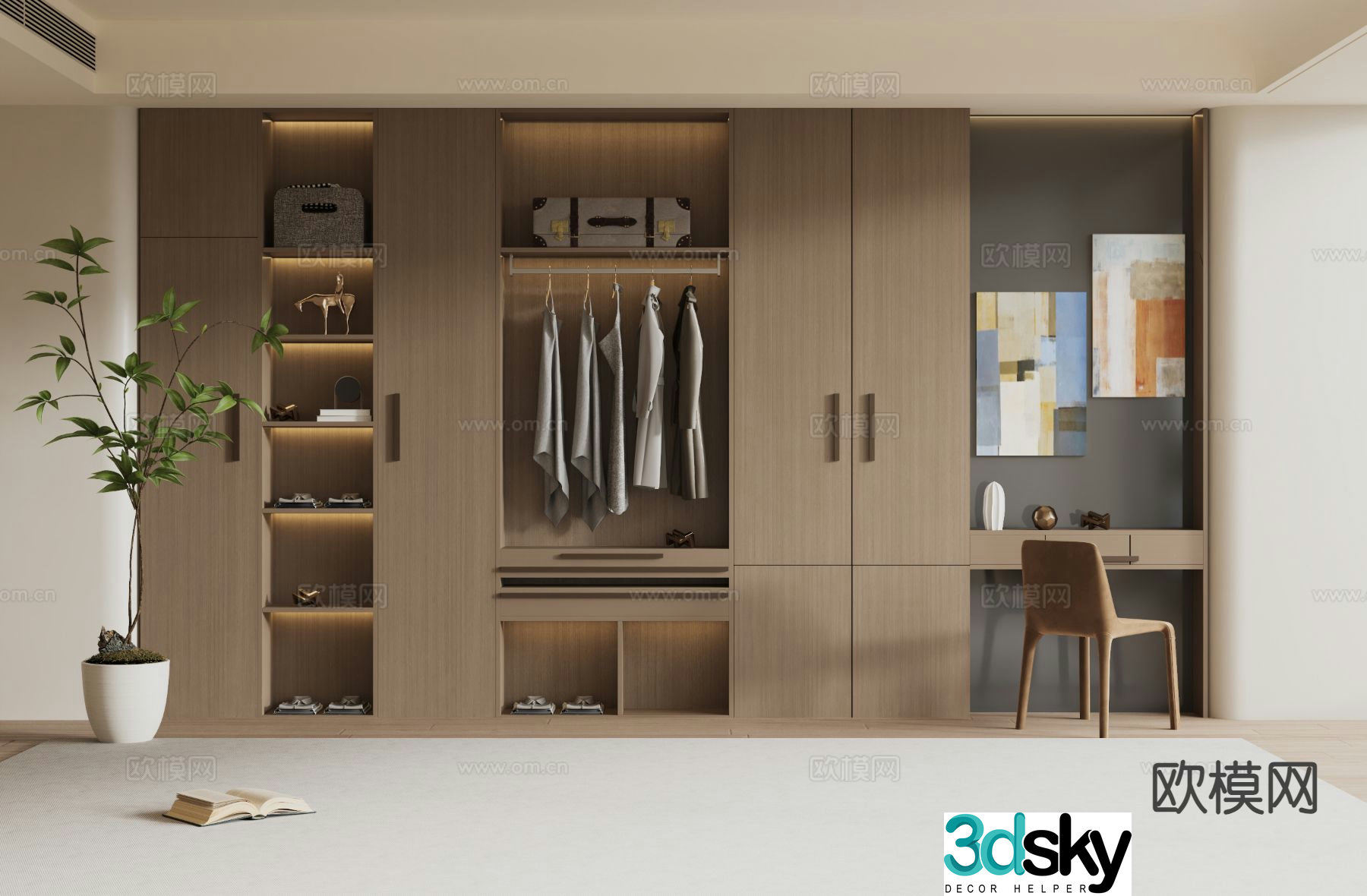 Modern wardrobe integrated wardrobe 3d model