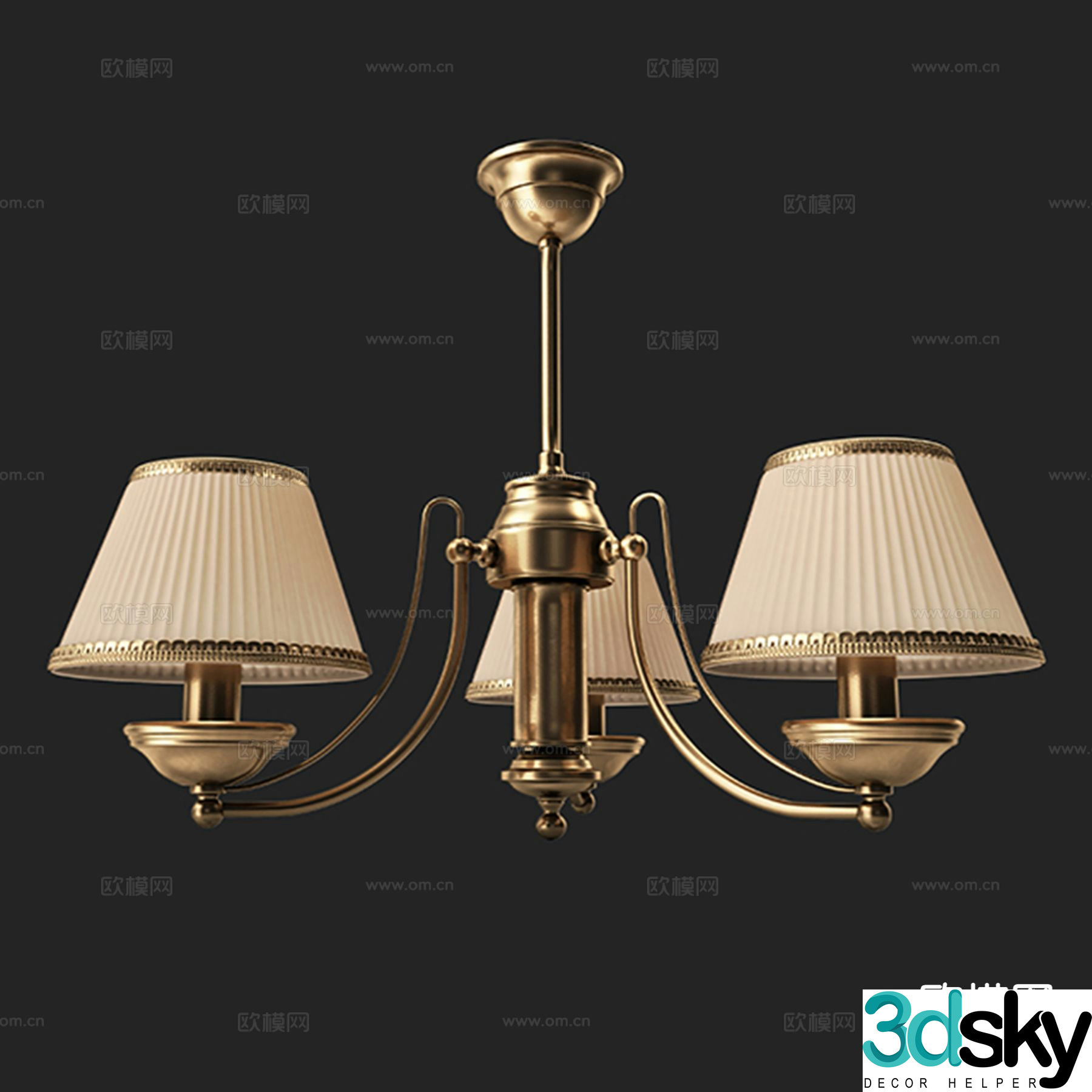 European style multi-head chandelier 3d model
