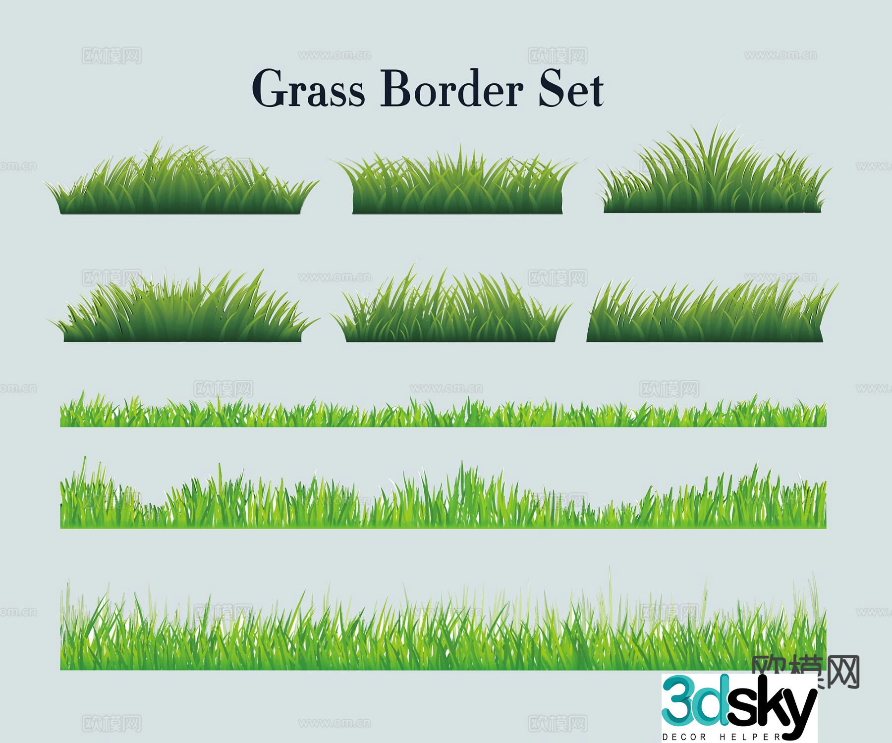 Lawn silhouette flower and grass pattern wall decoration pendant 3d model