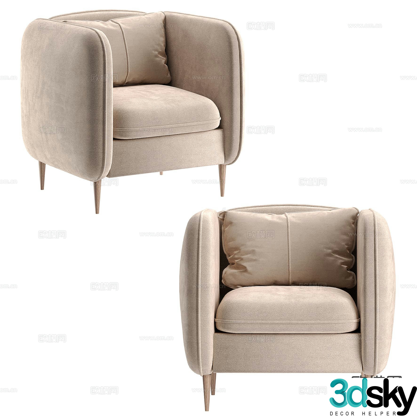 Single sofa armrest sofa 3d model