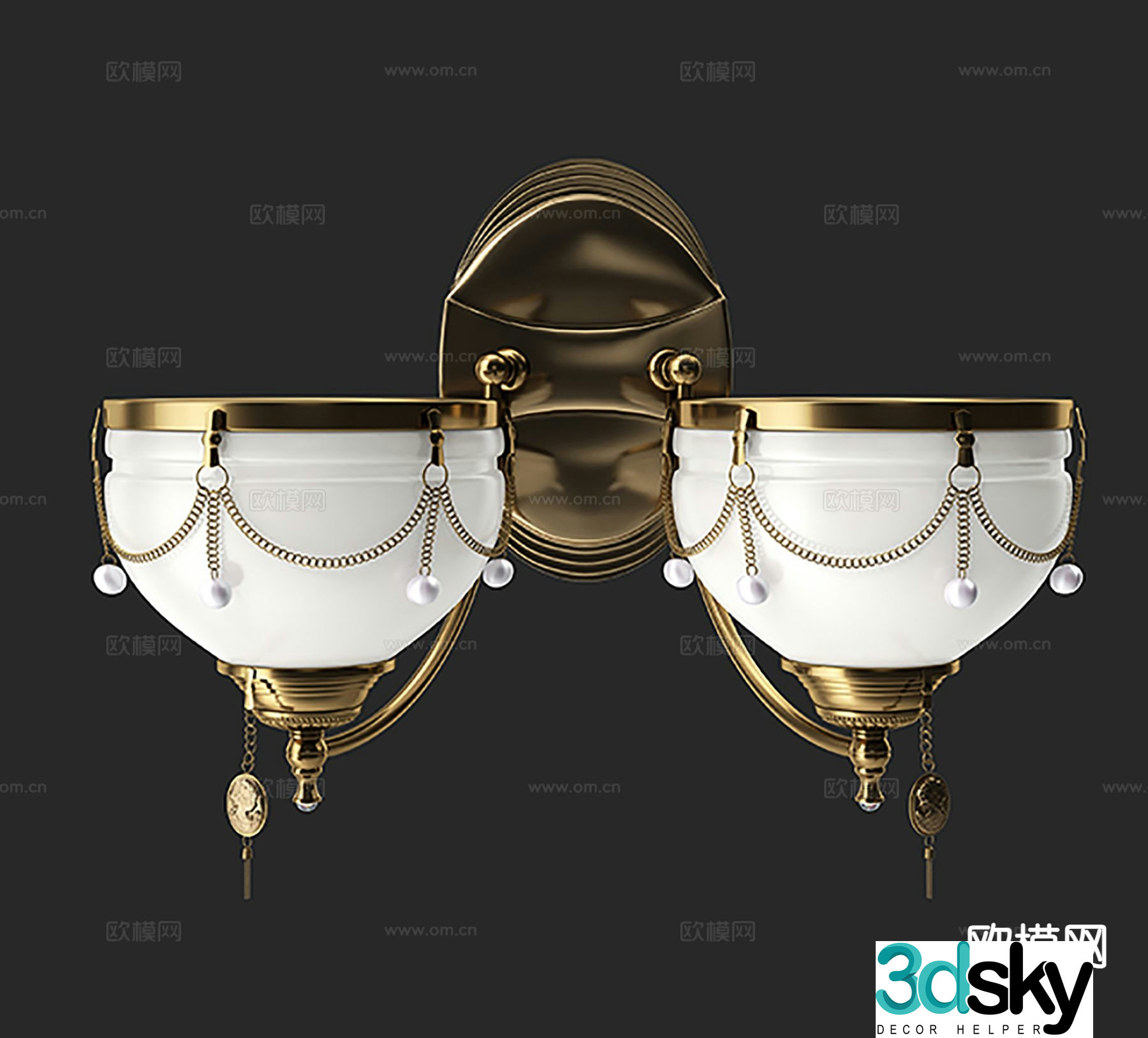 Jianou wall lamp double head wall lamp 3d model