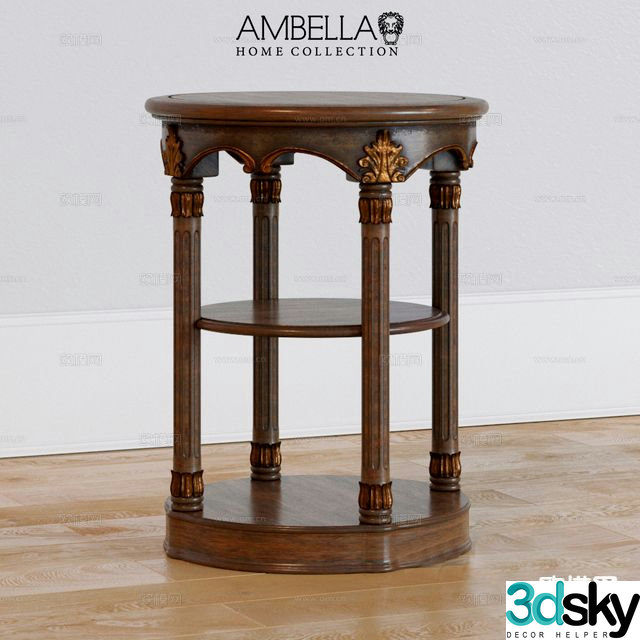 European solid wood side table corner table round table 3D model