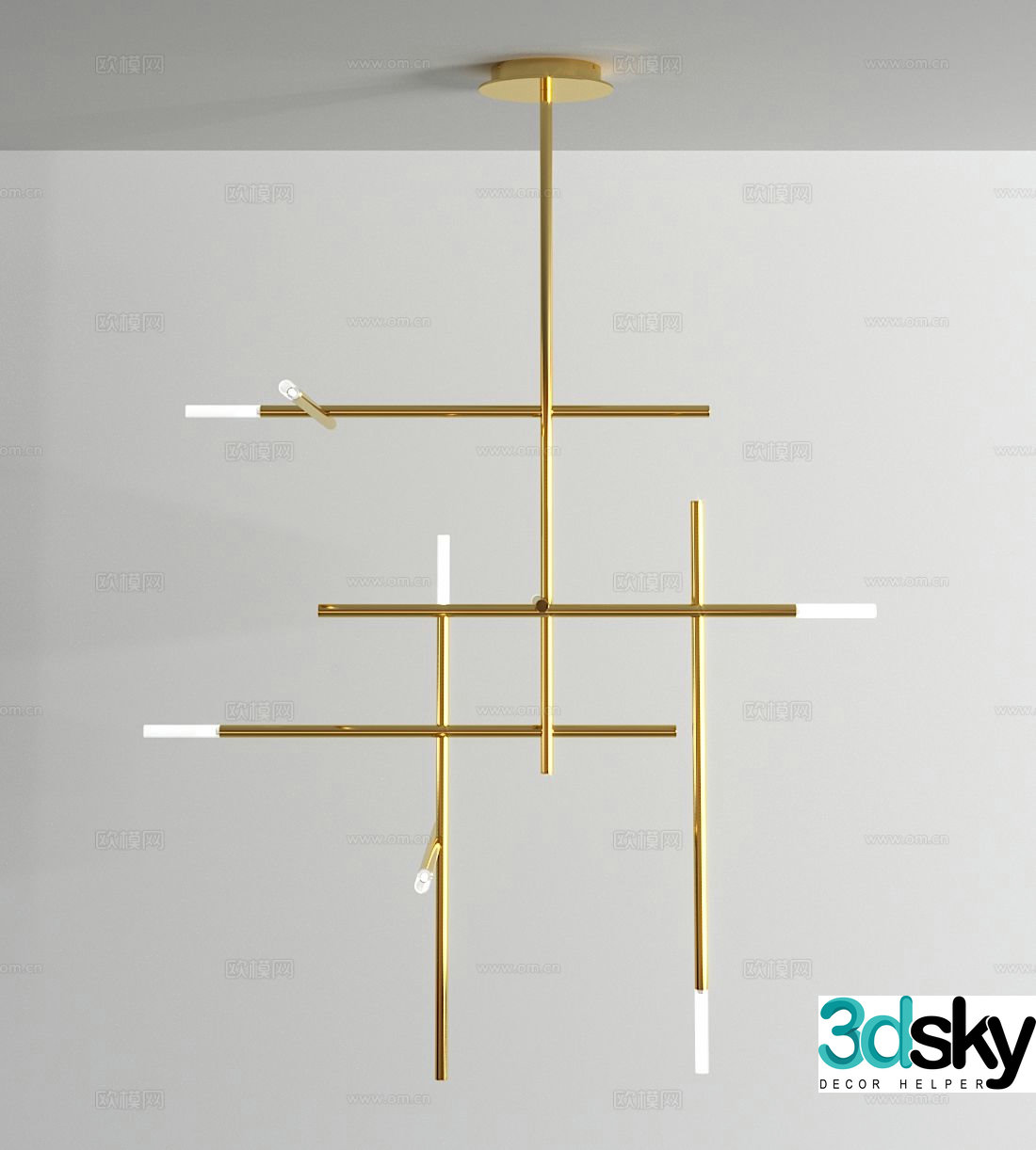 Light luxury chandelier stick chandelier 3d model