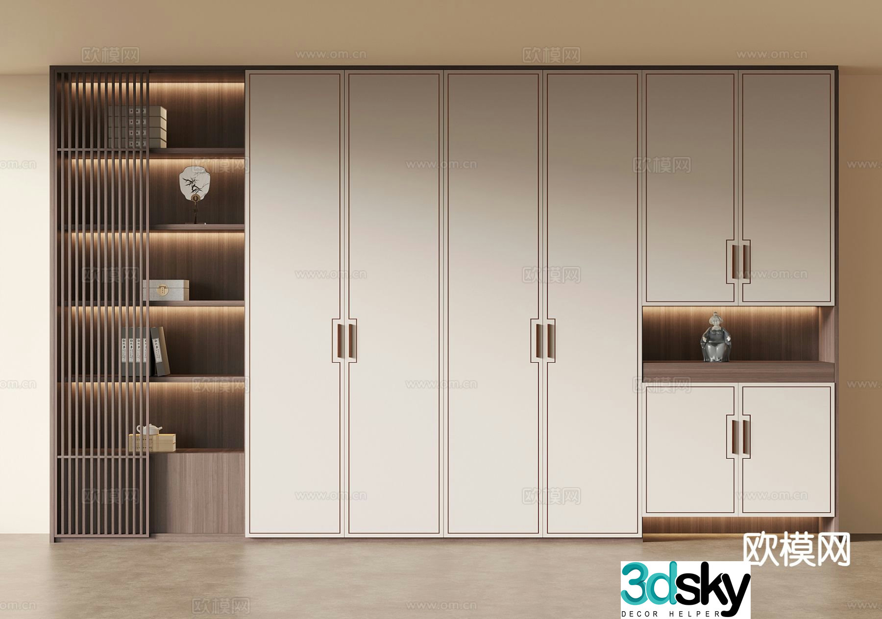 New Chinese style bookcase bookshelf 3d model