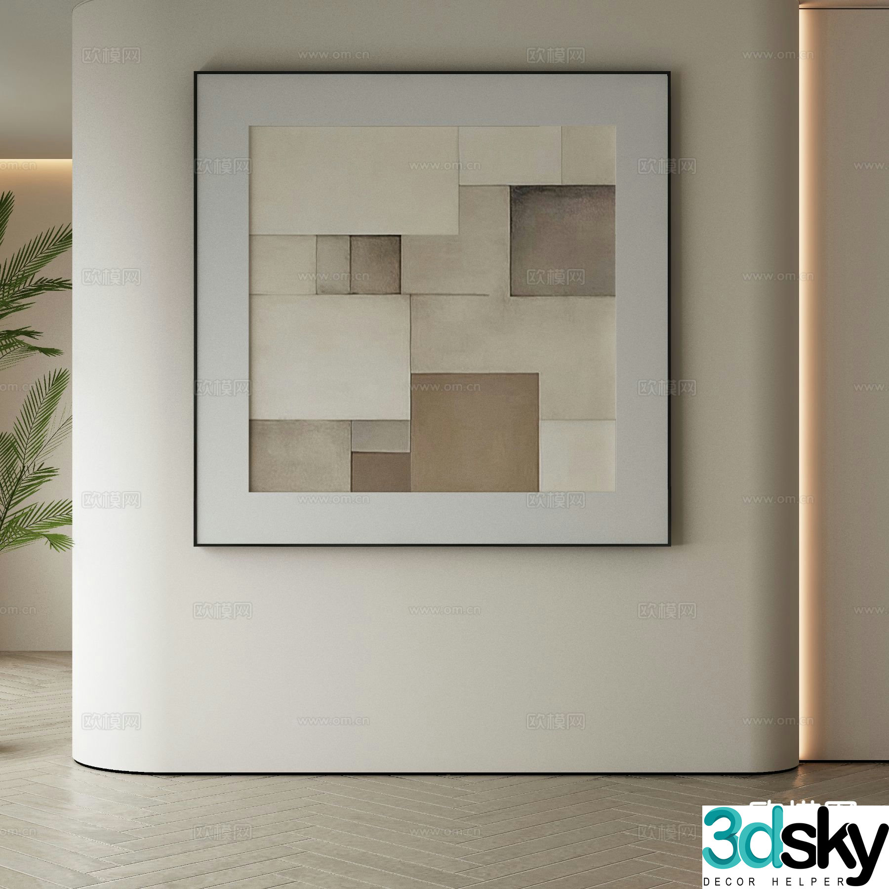 Modern decorative painting abstract painting geometric hanging painting 3D model
