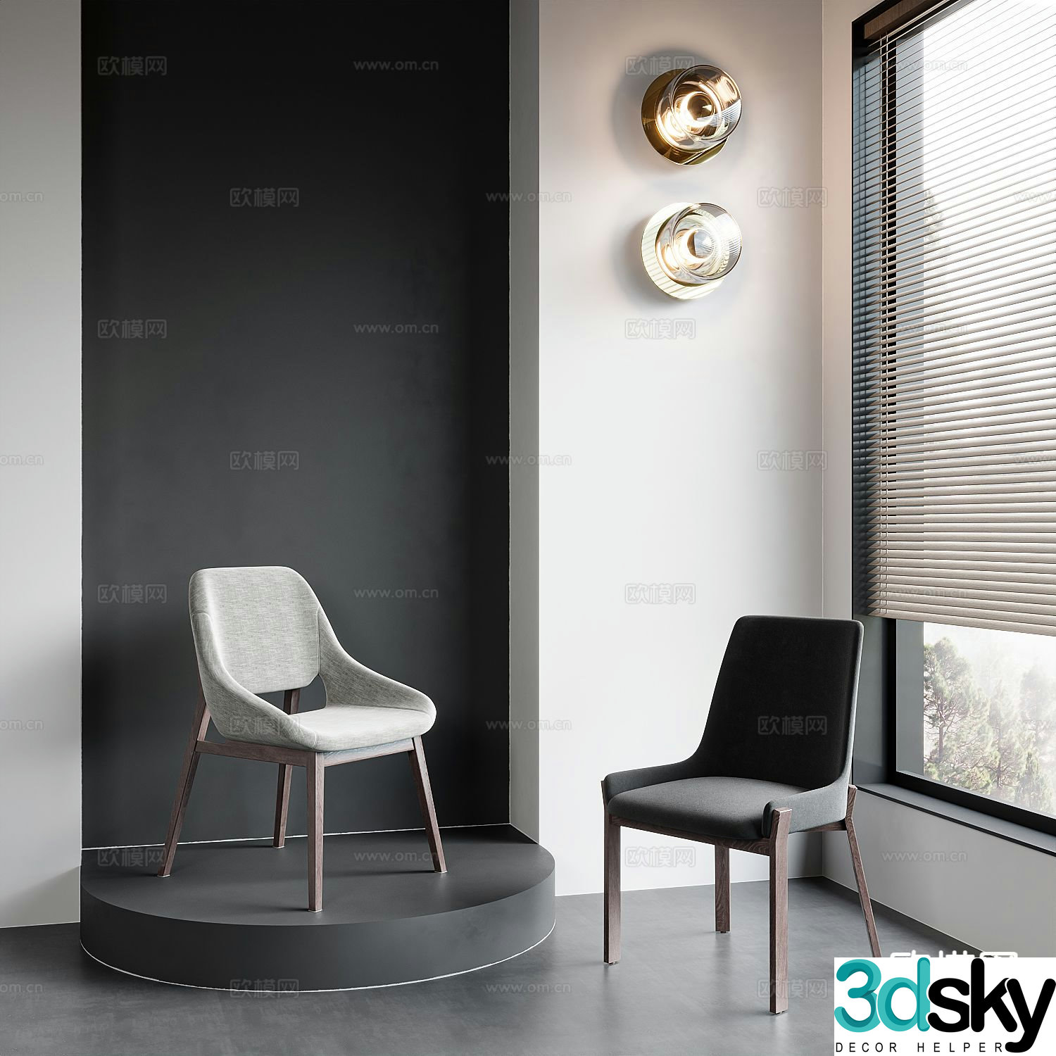 Modern single chair dining chair 3d model