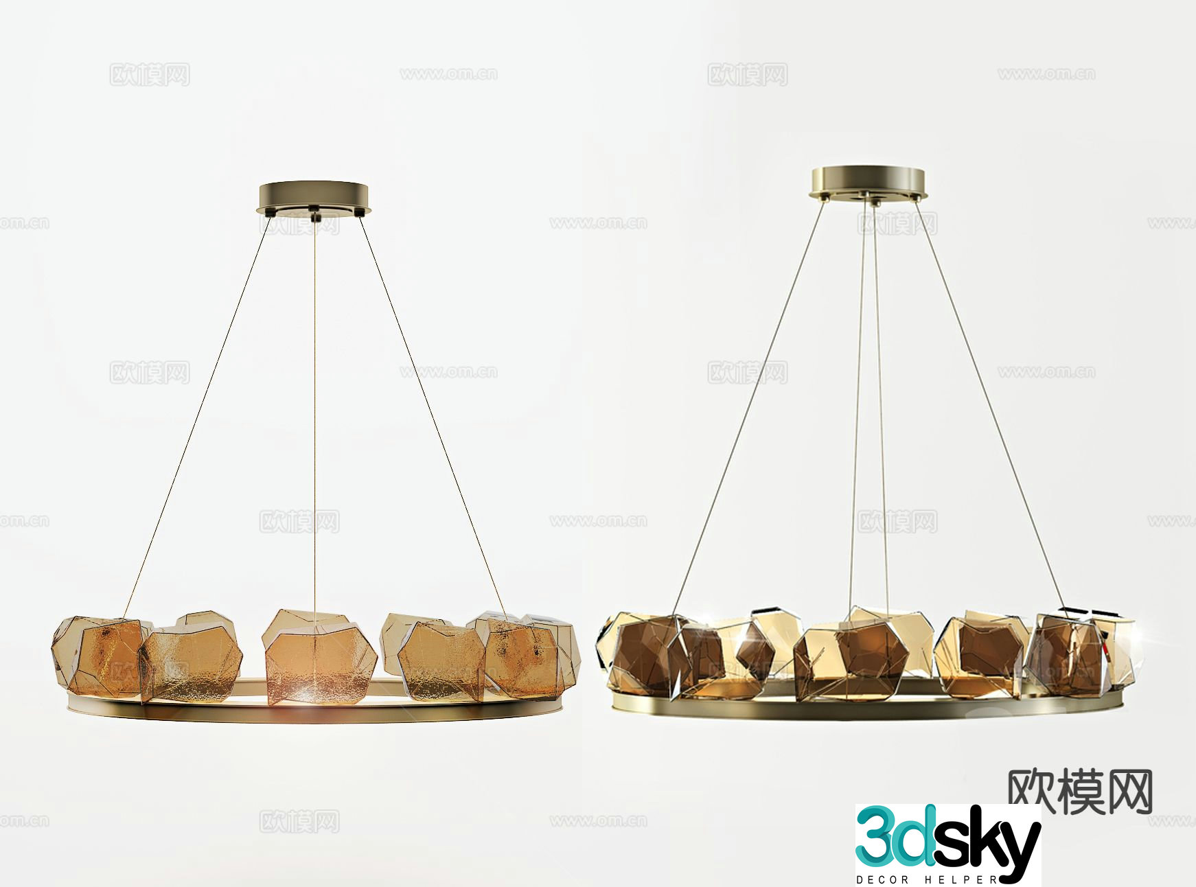 Modern cut gem chandelier 3d model