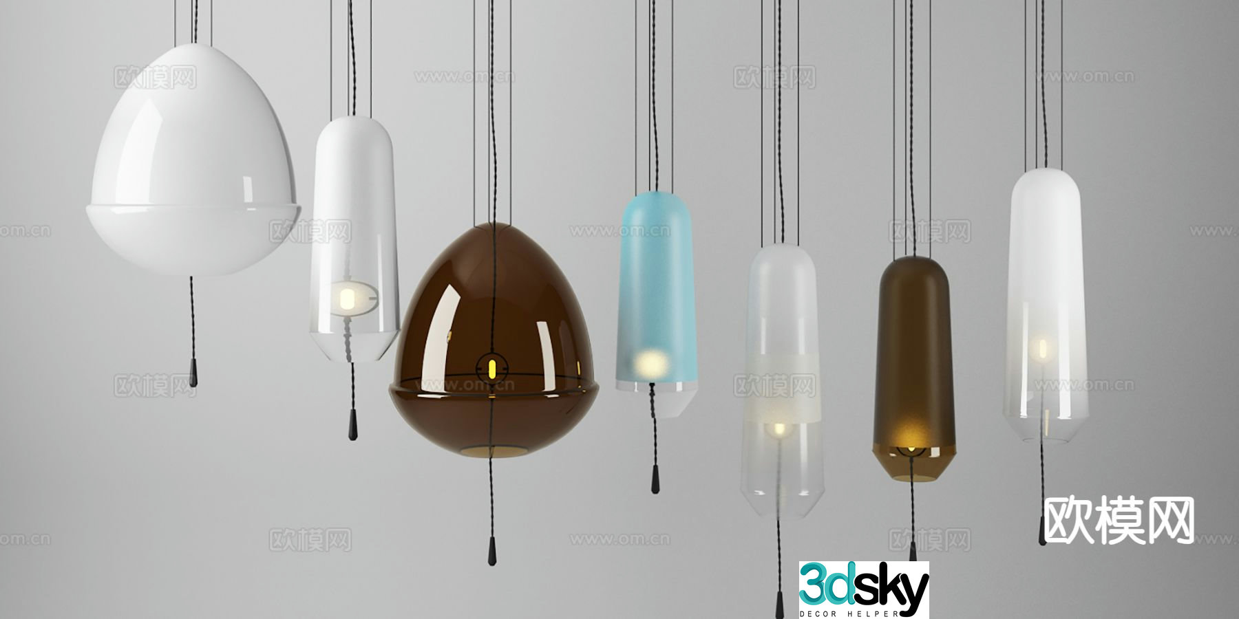 Modern glass chandelier 3d model