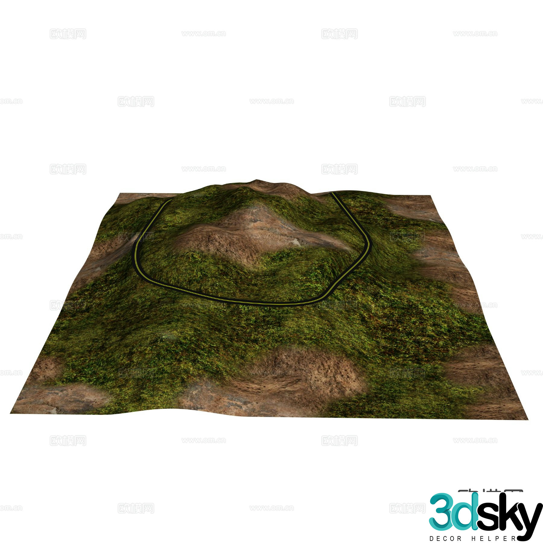 Winding mountain road mountain mountain shape 3d model