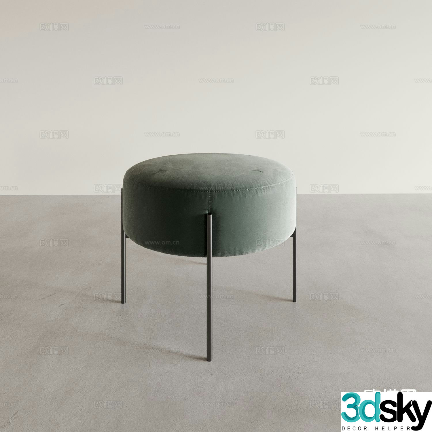 Round stool makeup stool shoe changing stool sofa stool 3D model