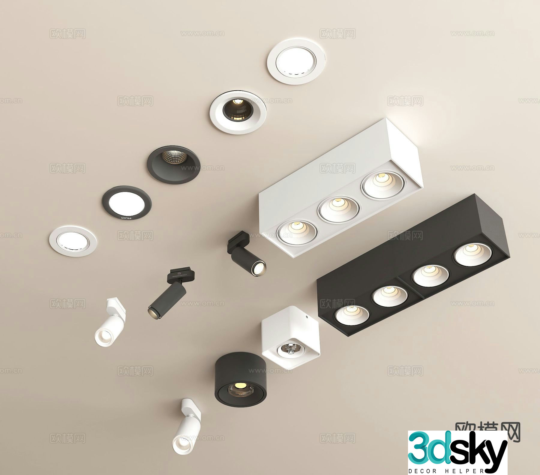 Surface mounted downlight spotlight 3d model