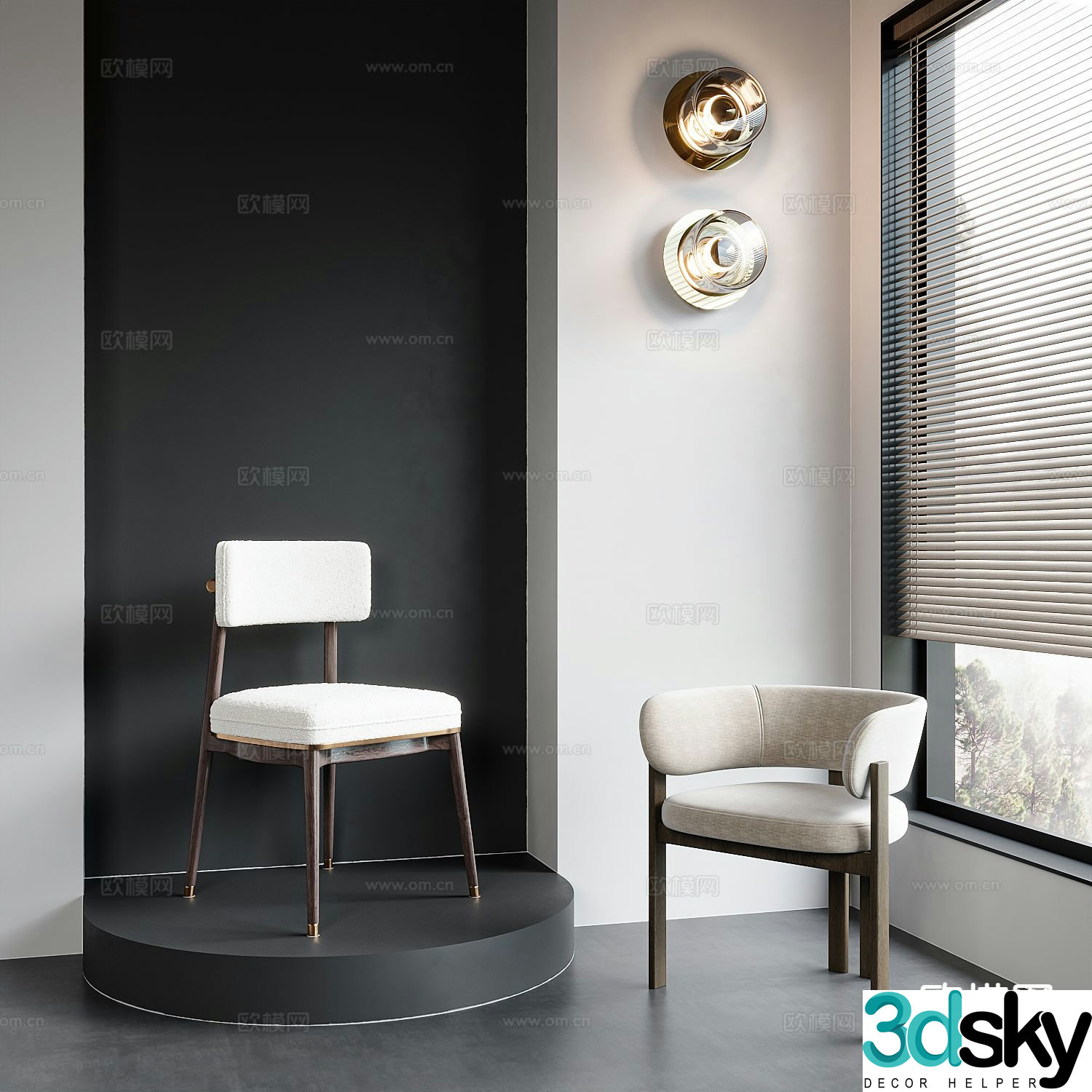 Modern single chair dining chair 3d model