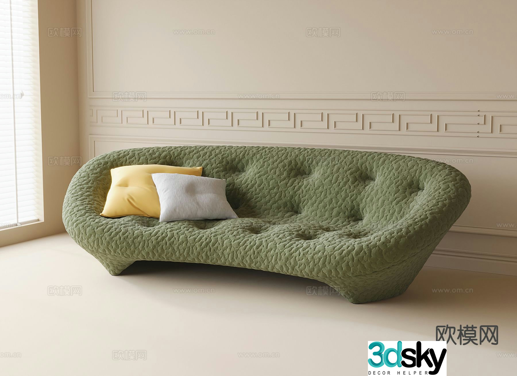 Modern special-shaped sofa green sofa 3d model