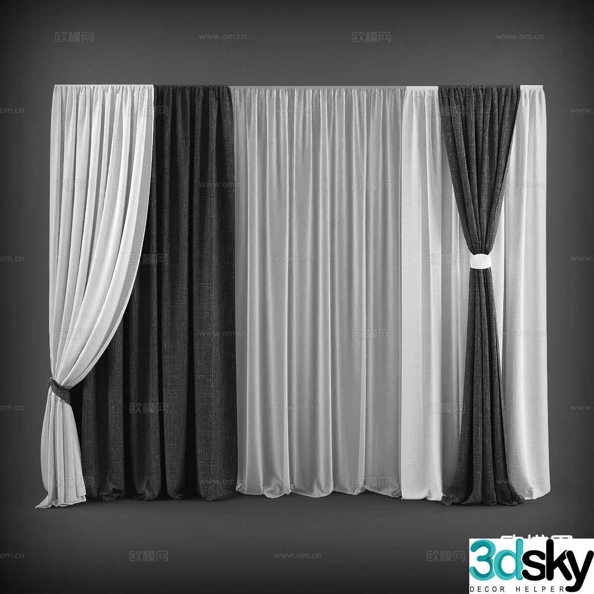 Plain curtains and screens 3d model