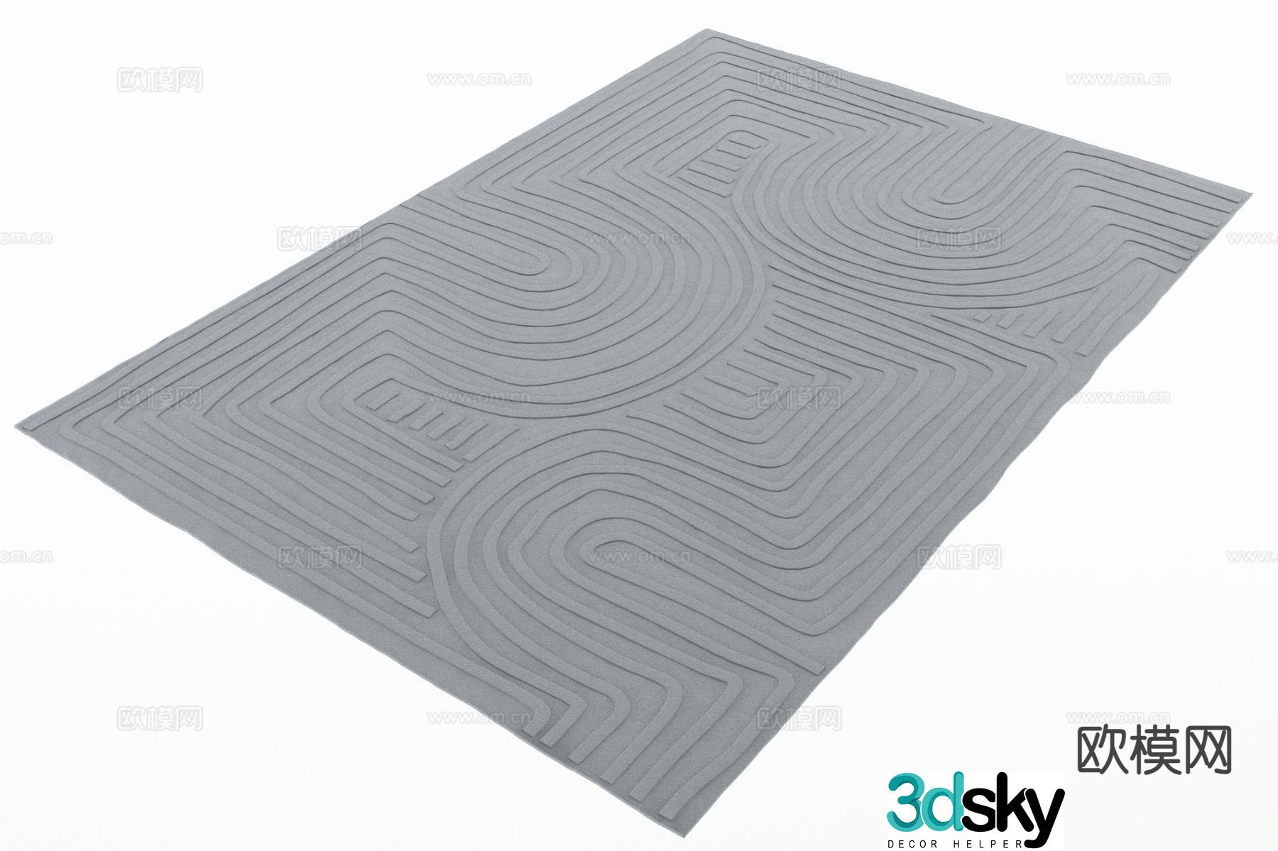 Modern carpet square rug 3d model