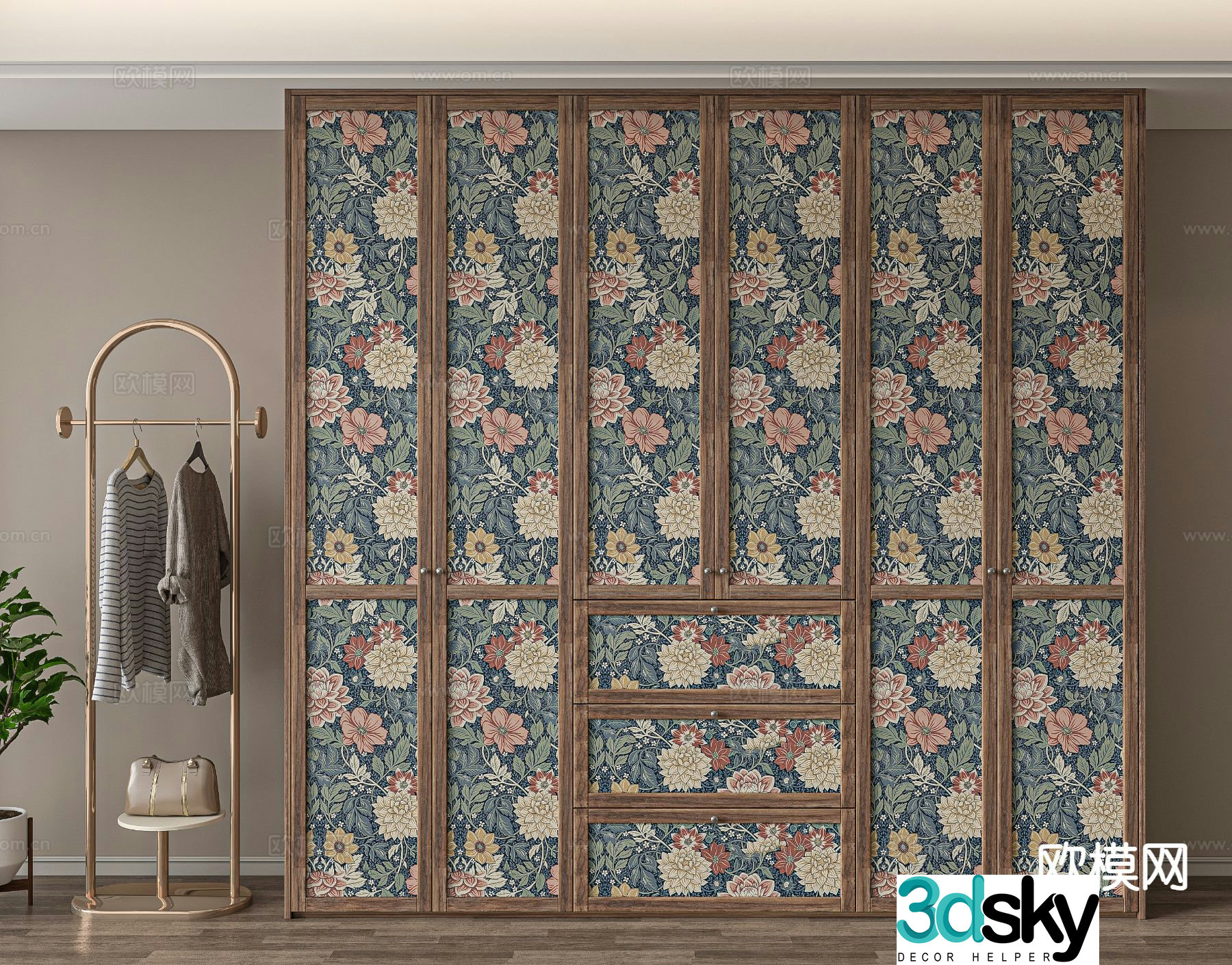 Medieval style wardrobe wardrobe 3d model