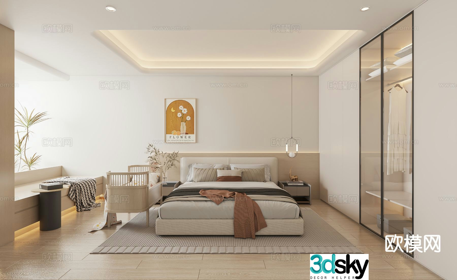 Cream style bedroom master bedroom 3d model