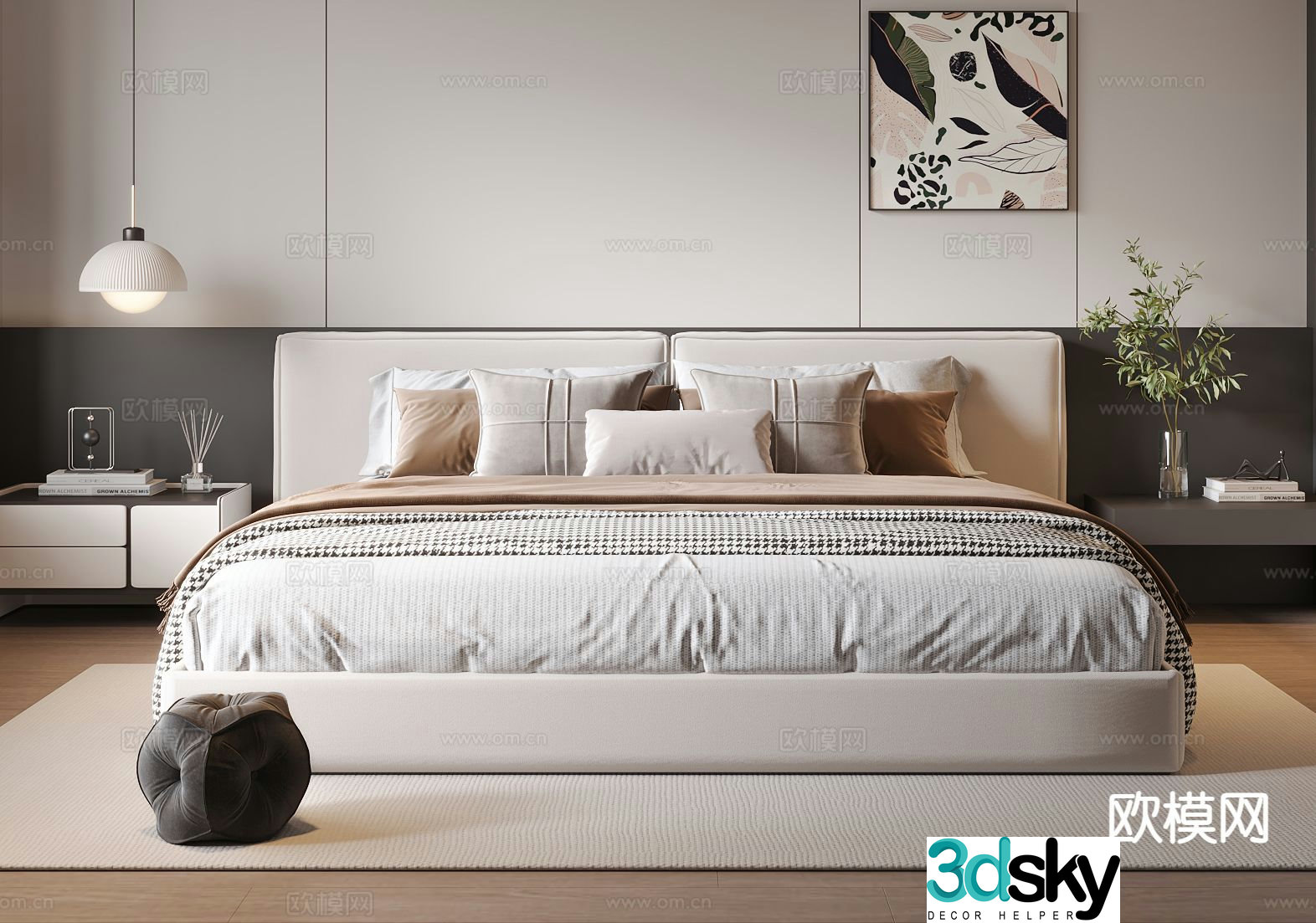Modern double bed 3d model