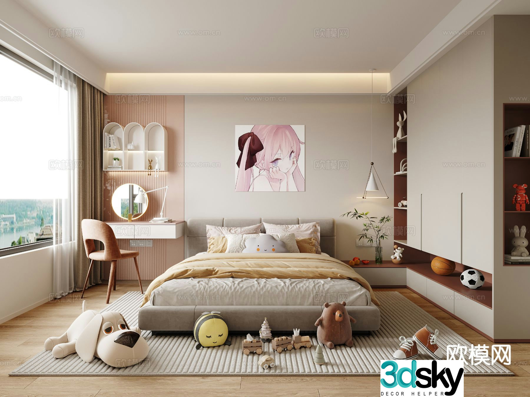 Cream style children’s room kid’s room girl’s room 3D model