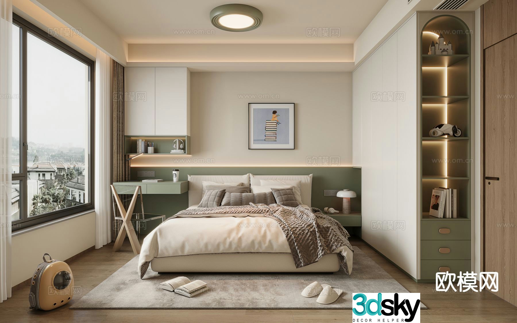 Cream style bedroom second bedroom 3D model