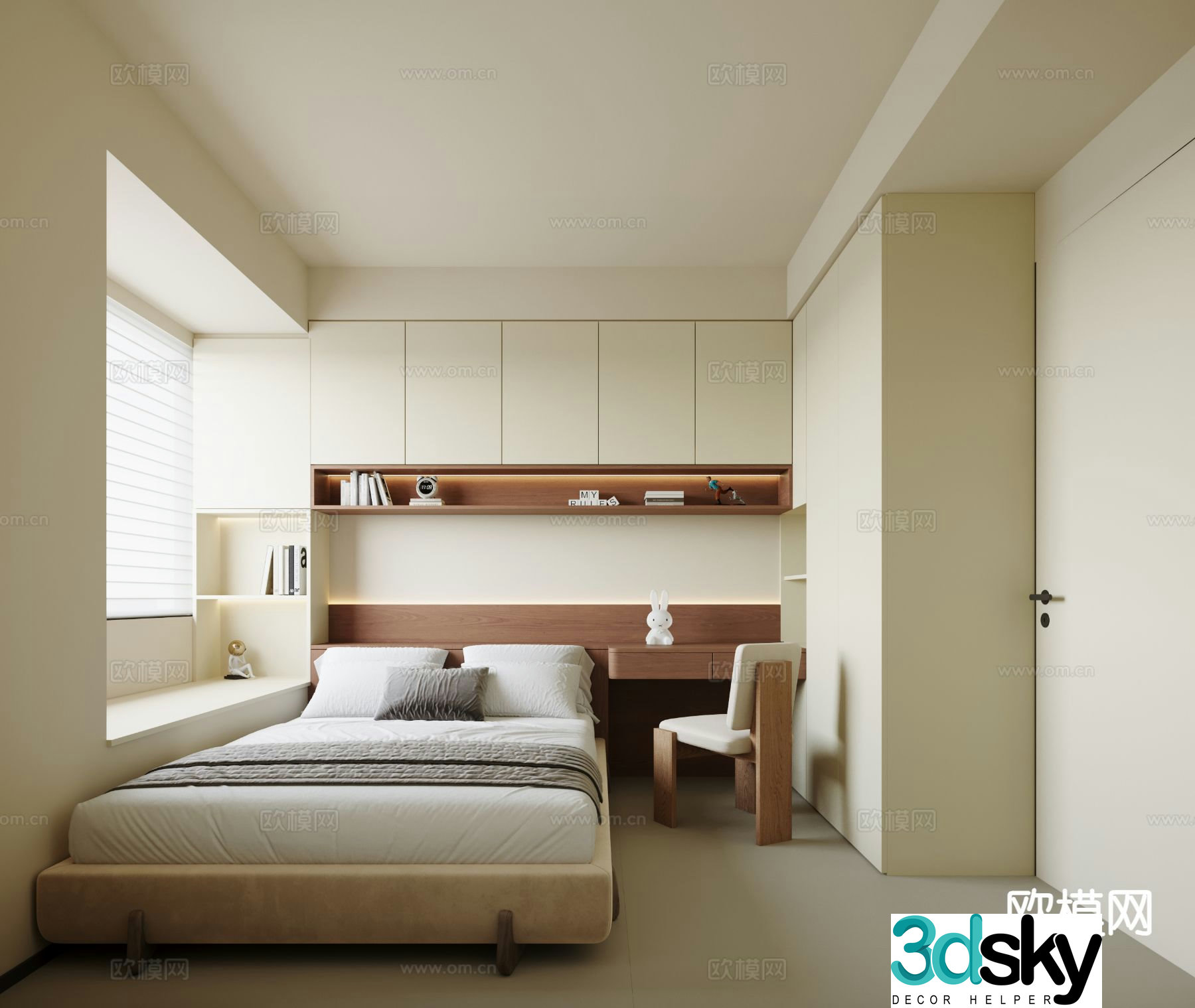 Cream style bedroom second bedroom 3D model