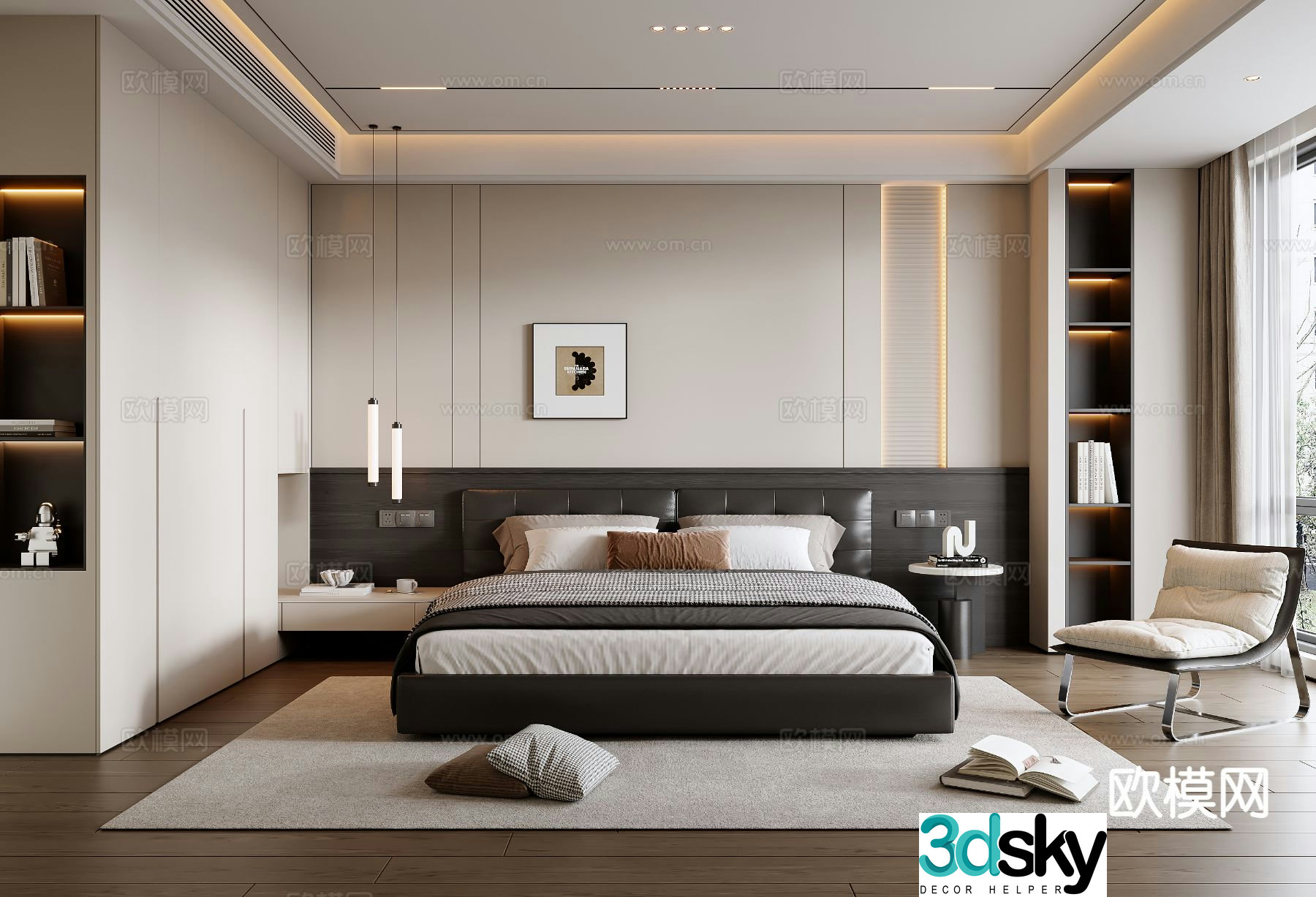 Italian style bedroom master bedroom 3d model