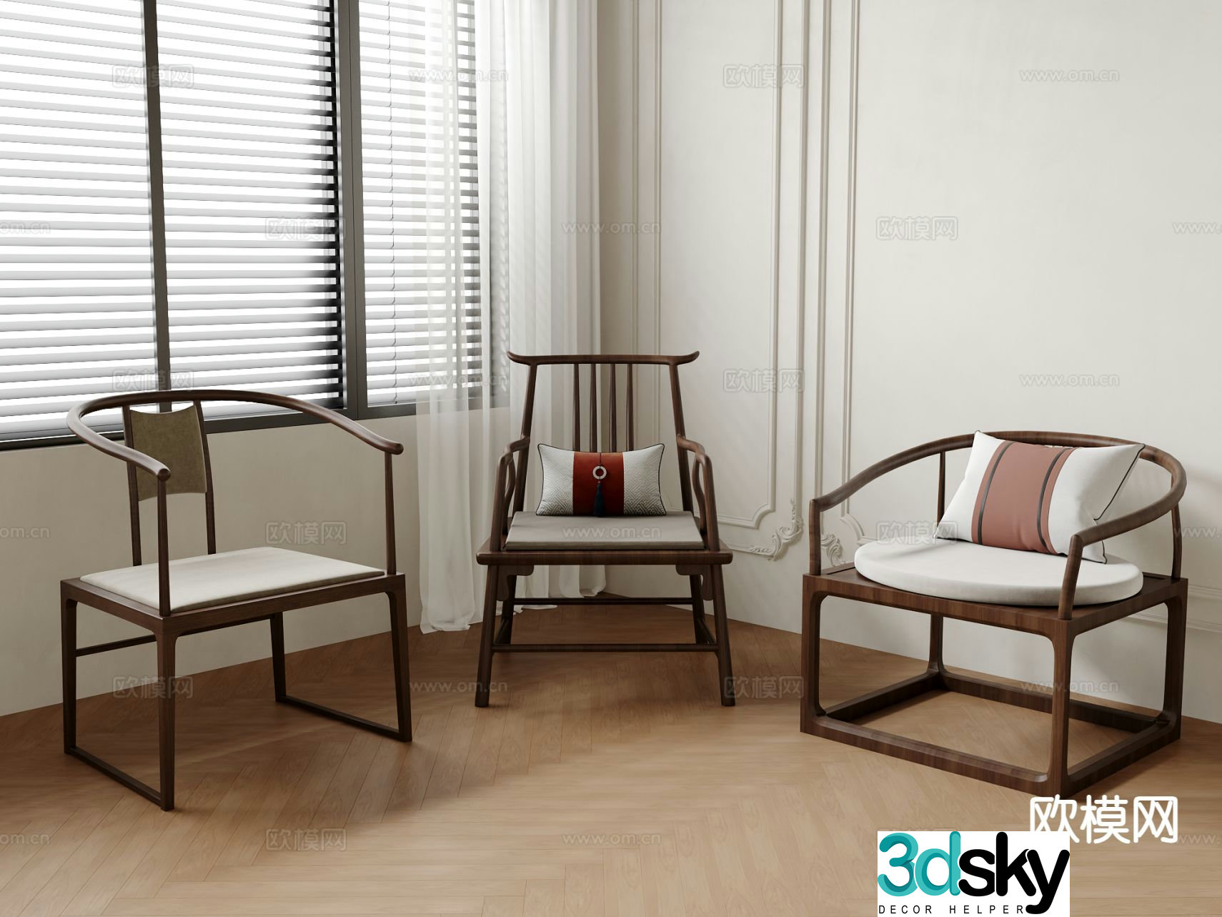 Chinese style chair Taishi chair armchair 3d model
