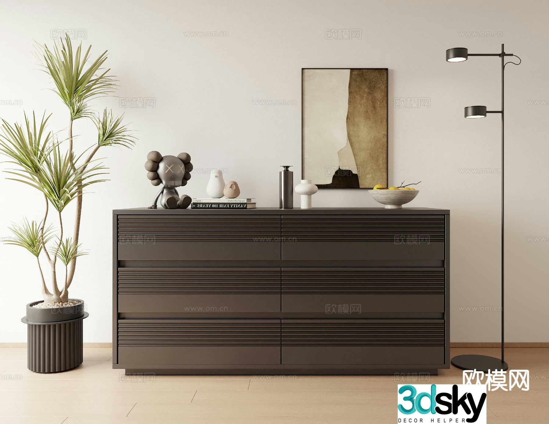 Modern side cabinet entrance cabinet 3d model