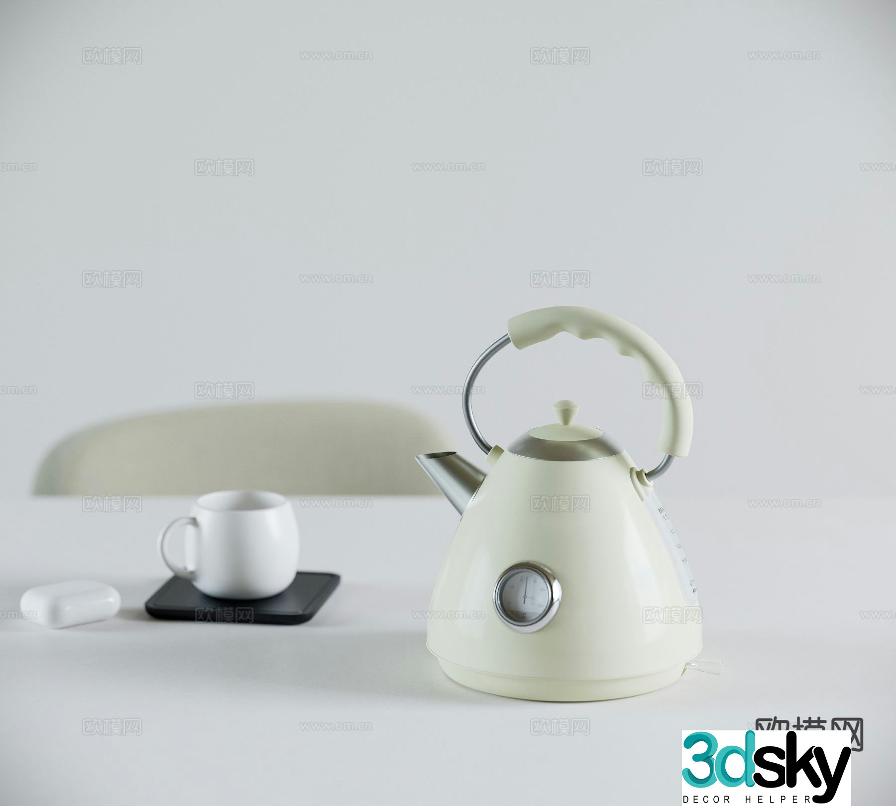 Retro electric kettle 3d model