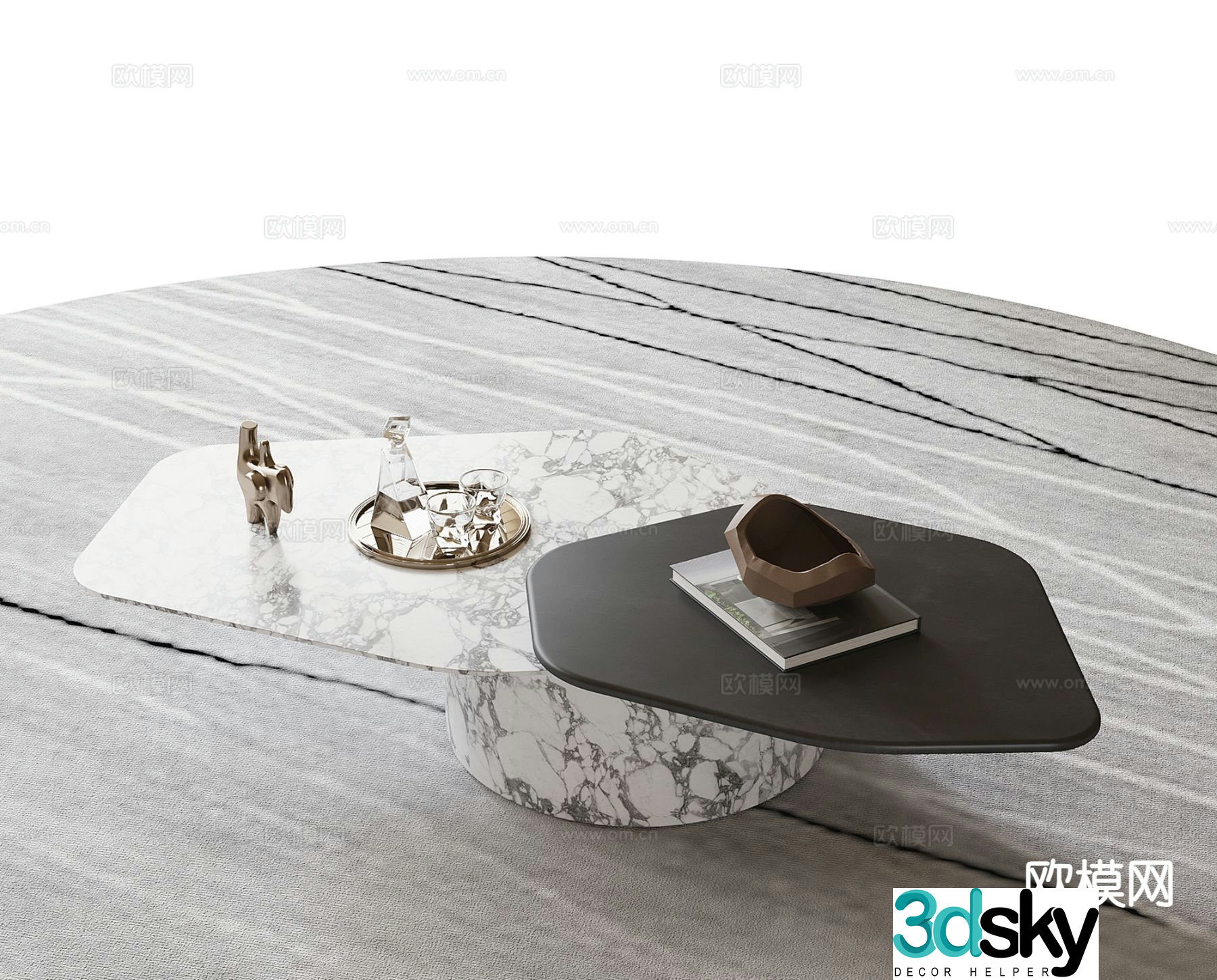 Modern double coffee table 3d model