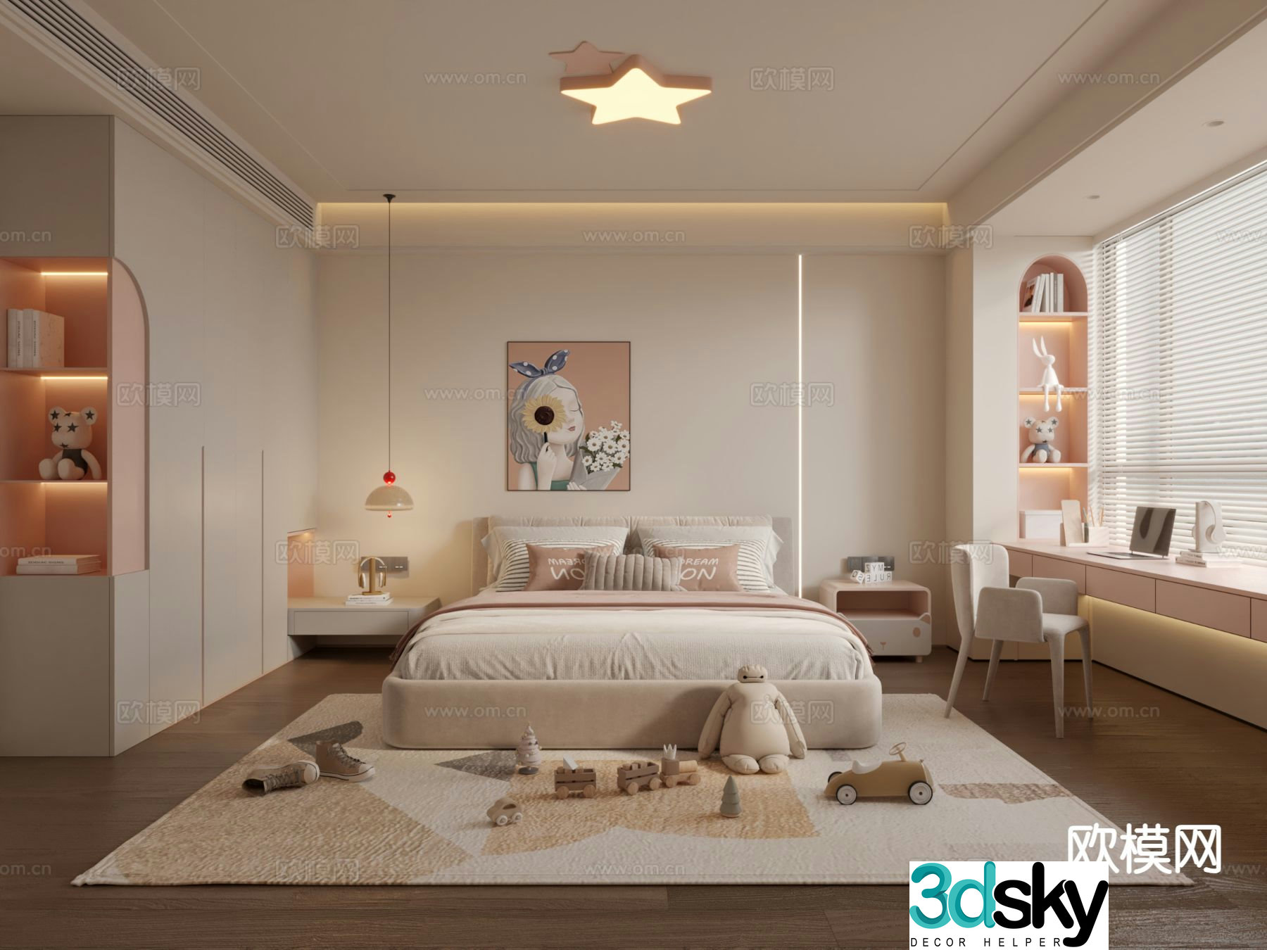 Modern children’s room girl’s room kid’s room 3d model