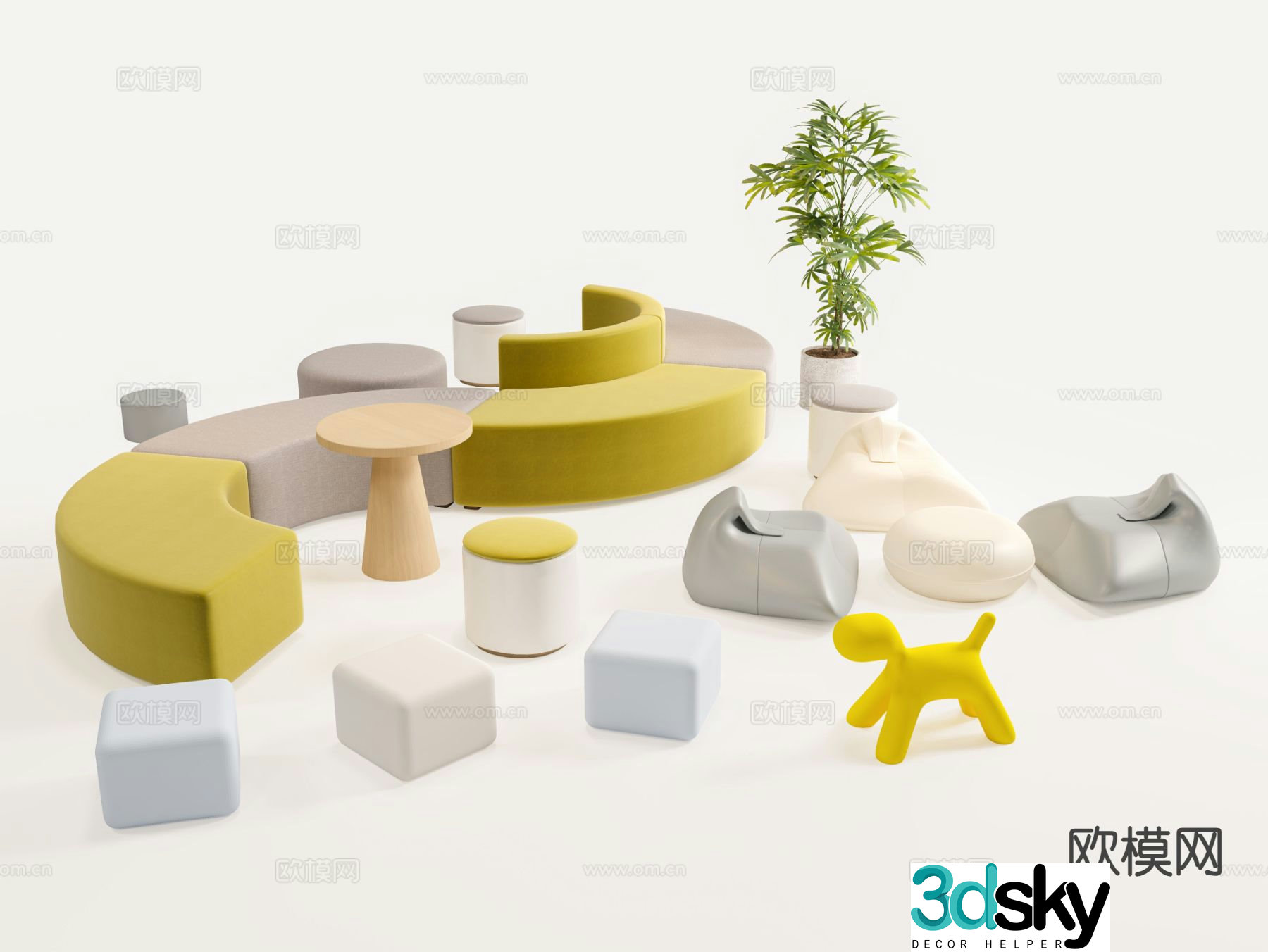 Modern office sofa lobby sofa 3d model