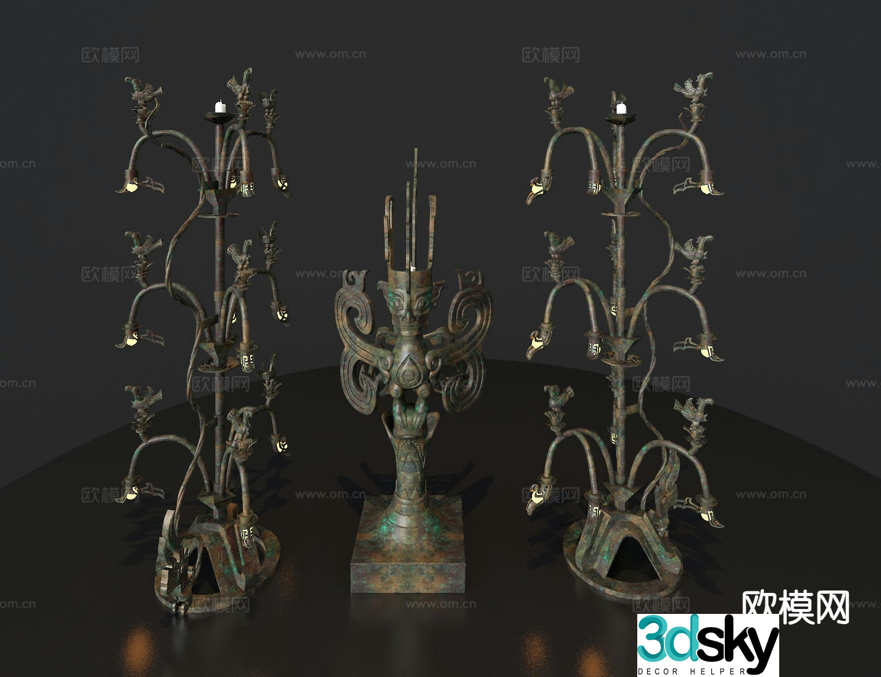 Sanxingdui Ornaments Bronze Sacred Tree 3D Model
