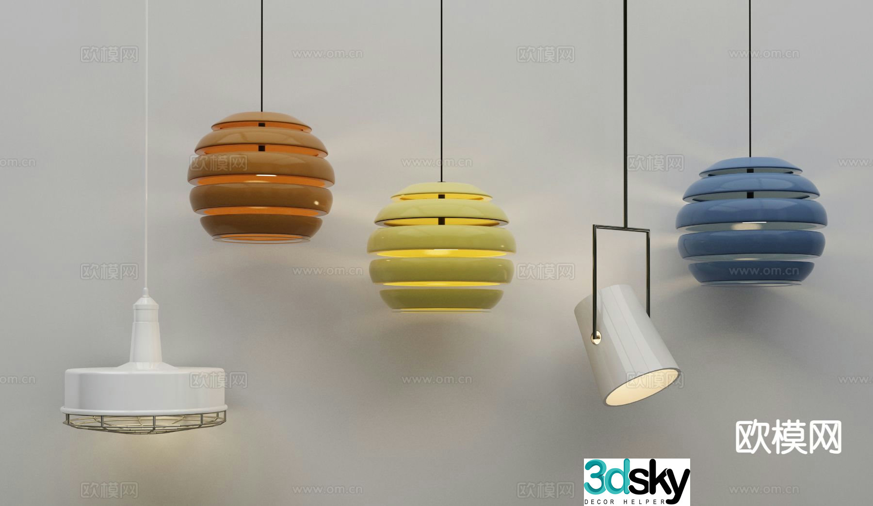 Modern colorful chandelier 3d model