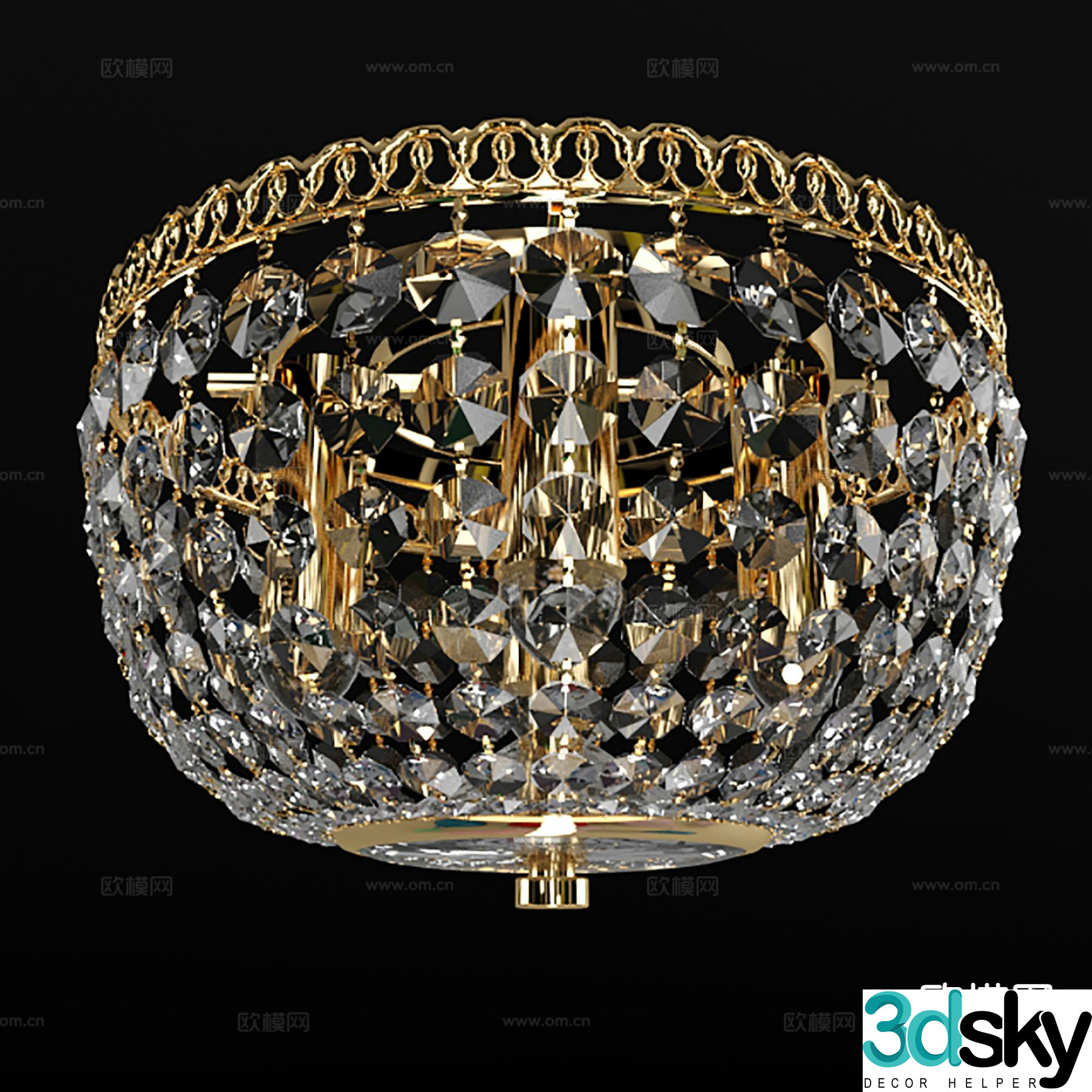 Light luxury crystal lamp hotel lamp 3d model