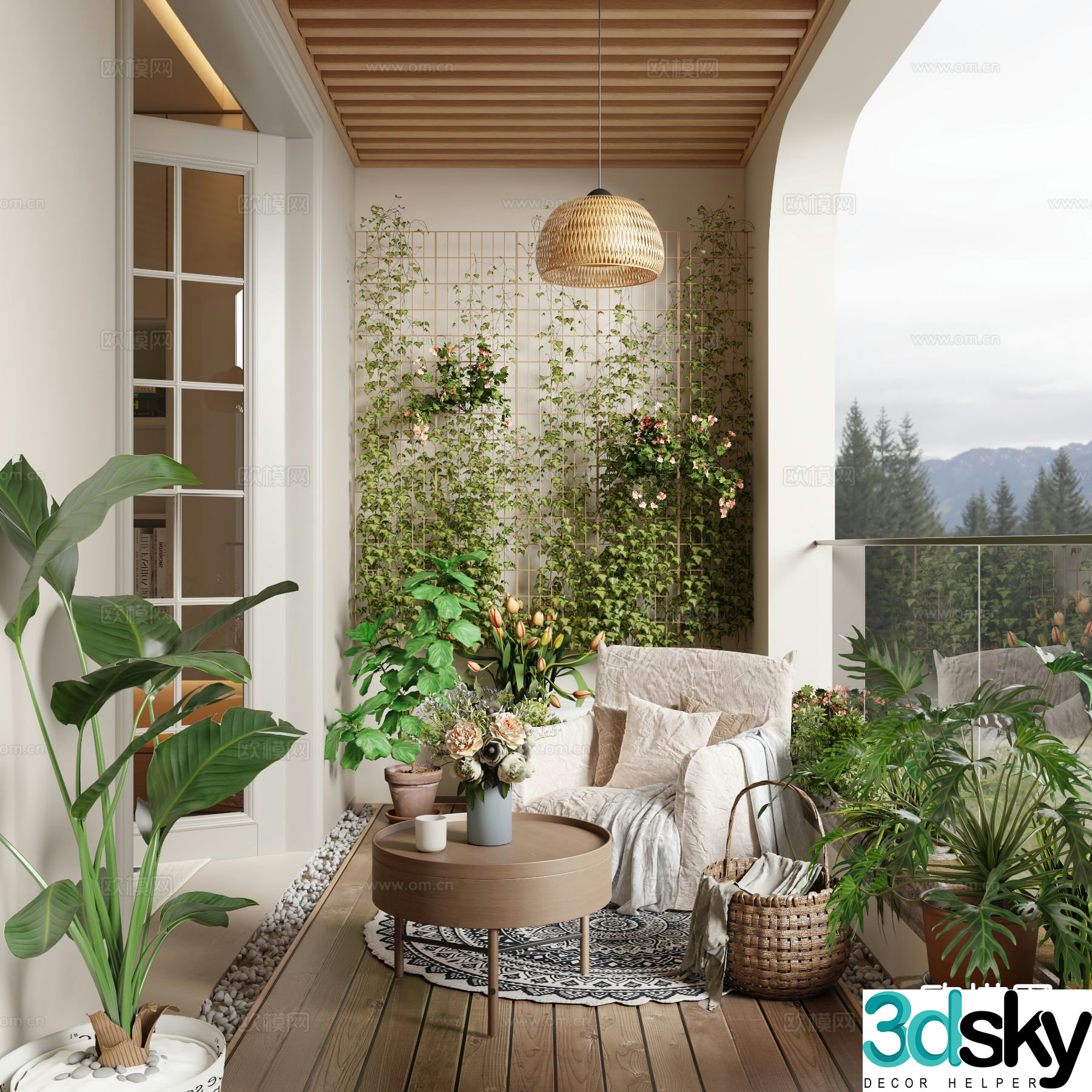 Home balcony leisure balcony 3d model