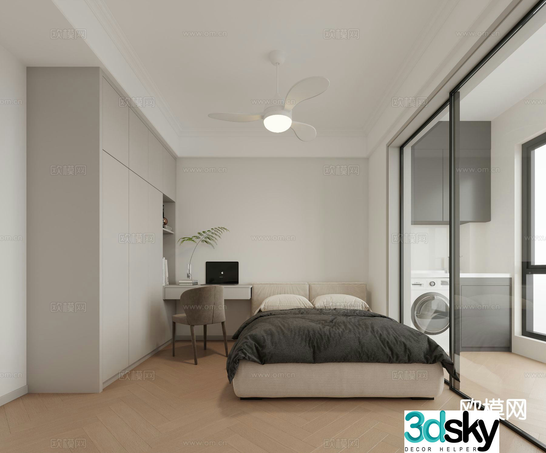 Modern bedroom second bedroom 3d model