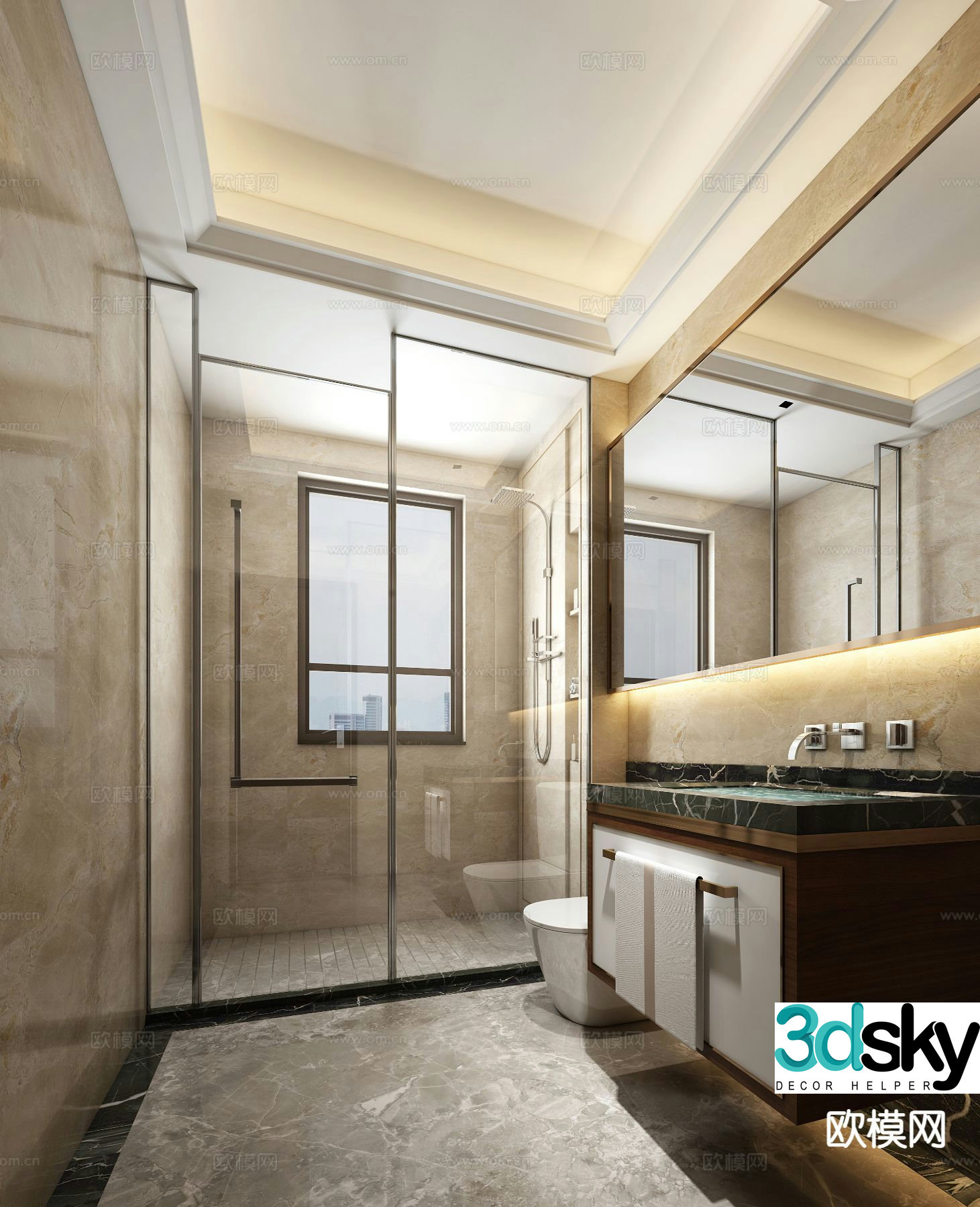 New Chinese style bathroom bathroom toilet 3d model