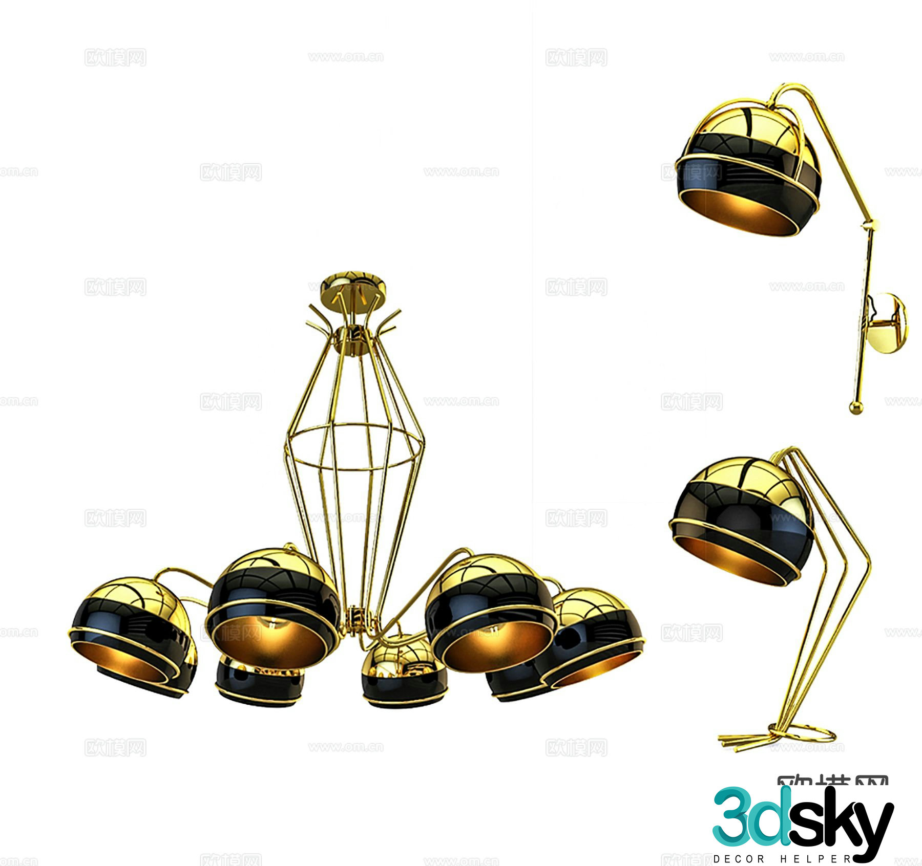 Light luxury chandelier multi-head chandelier table lamp 3D model