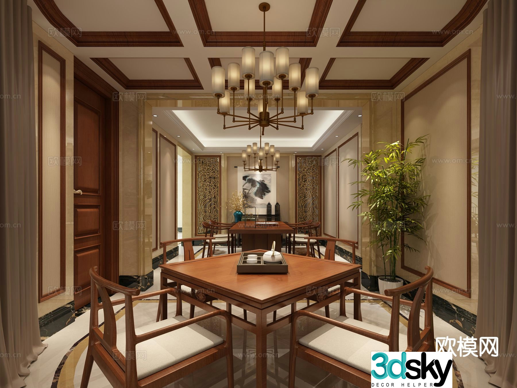 New Chinese tea room 3d model