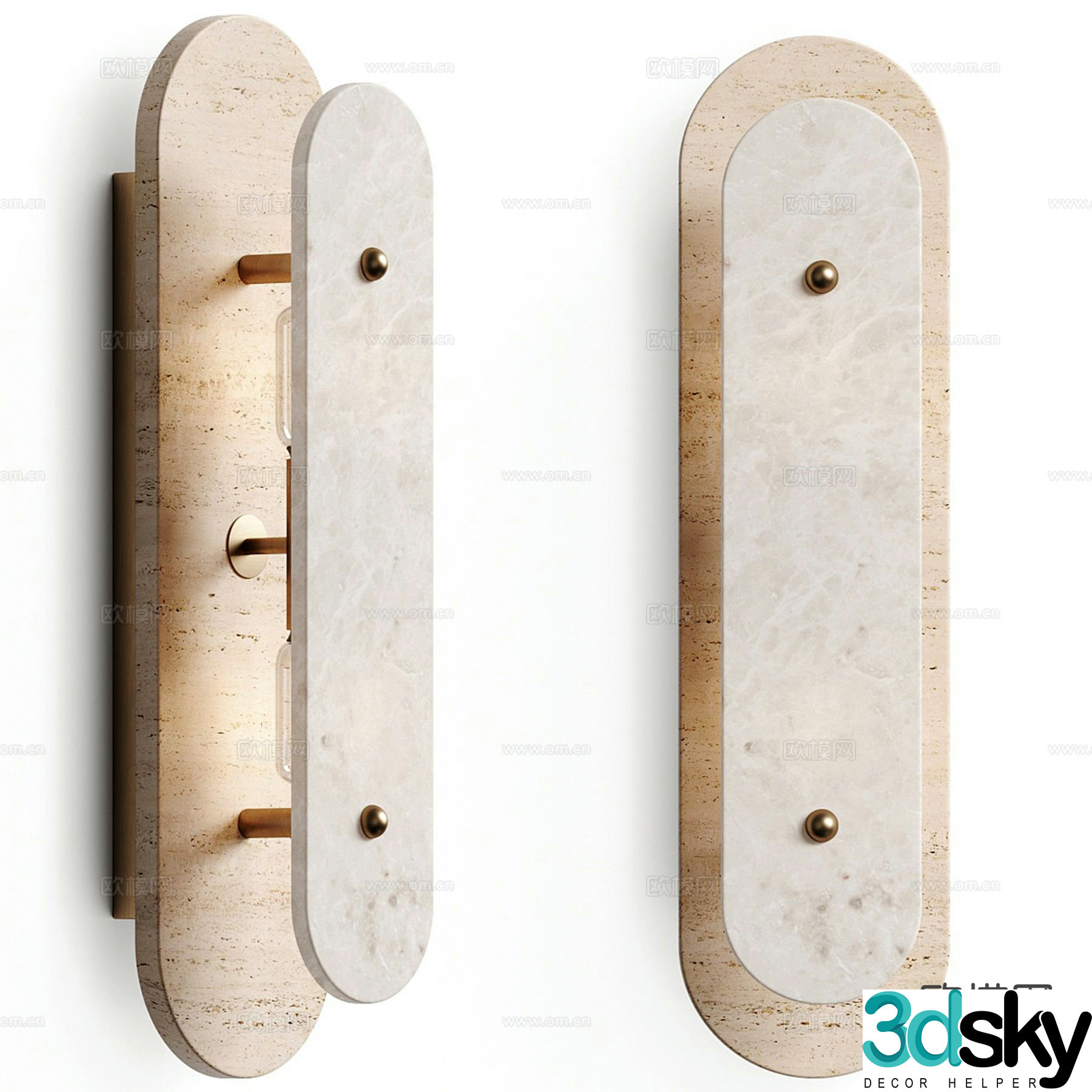 Modern marble wall light 3d model