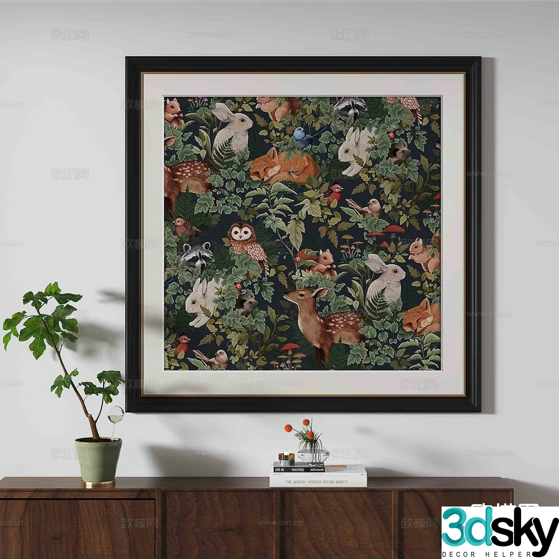 French retro hanging painting flower and bird painting decorative painting 3D model