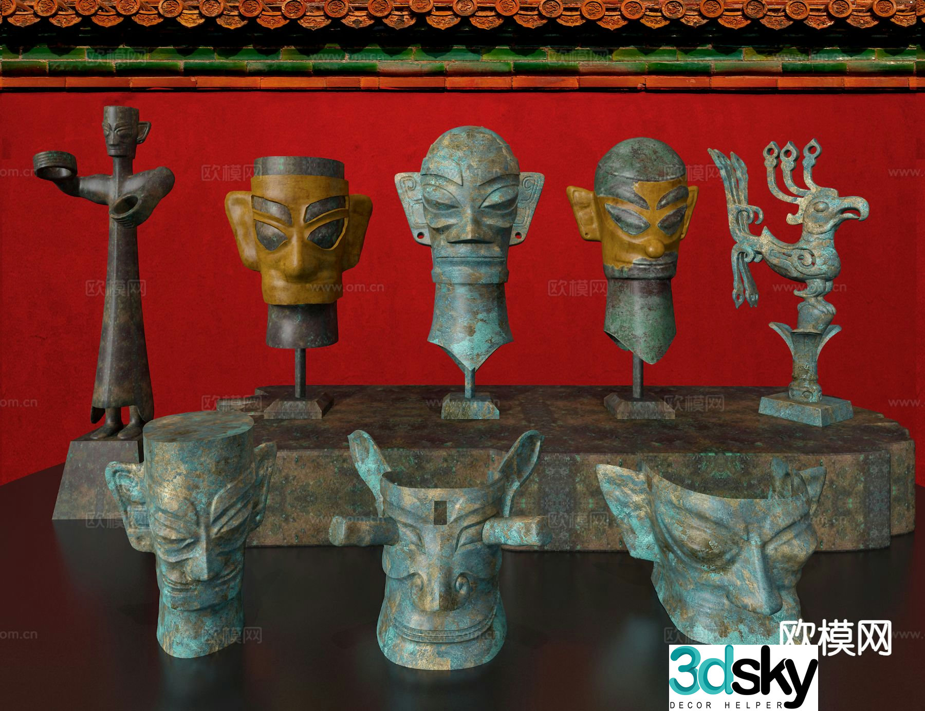 Sanxingdui sculpture bronze ornaments 3D model