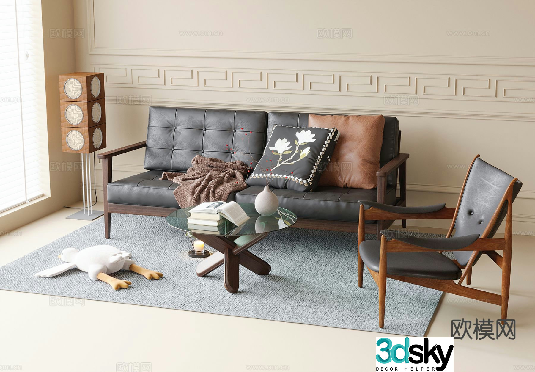 Medieval style modular sofa 3D model