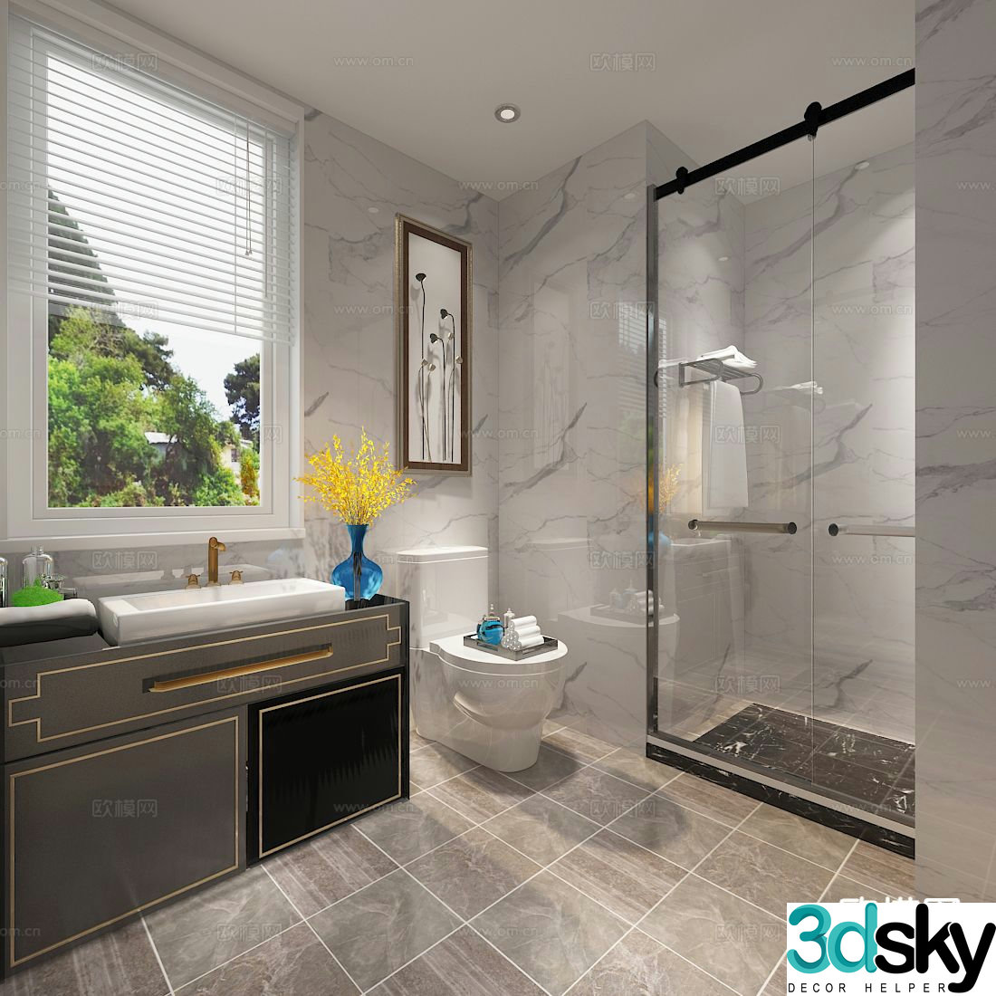 modern bathroom bathroom toilet 3d model