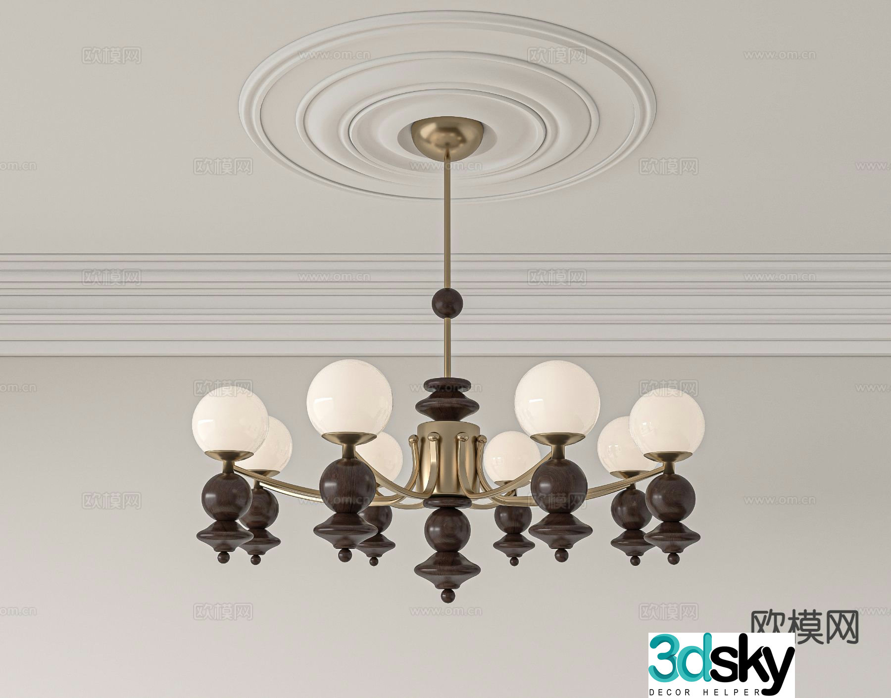 Medieval style chandelier restaurant chandelier 3d model