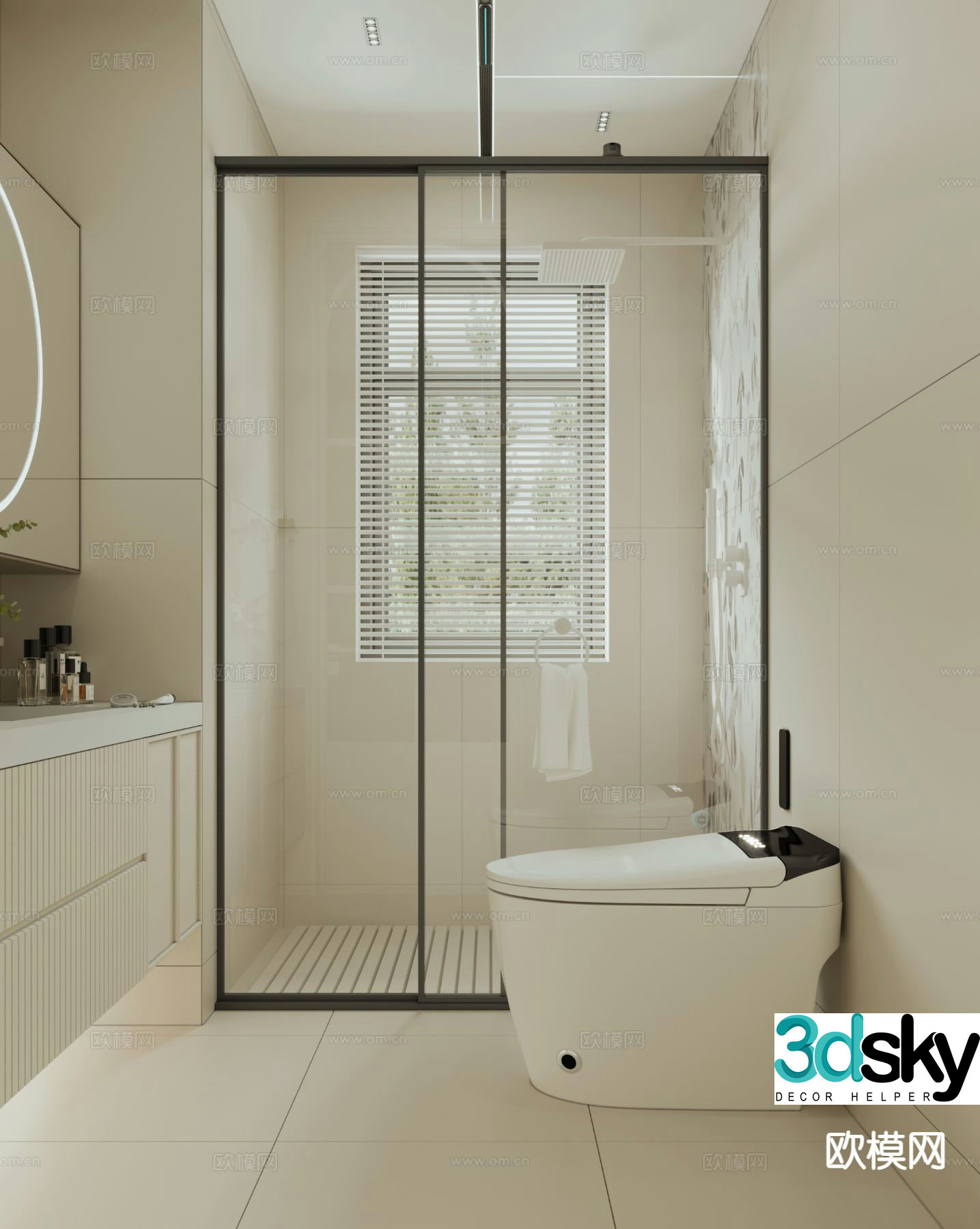 Cream style bathroom bathroom toilet 3d model