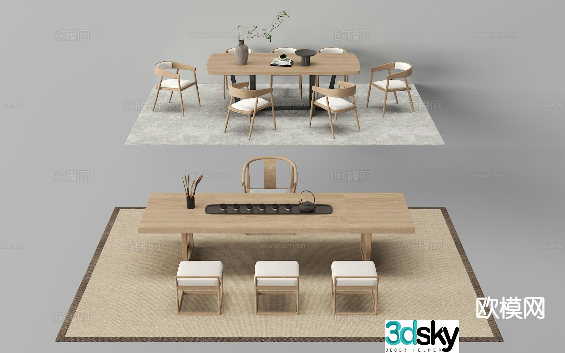 New Chinese style tea table tea table 3d model