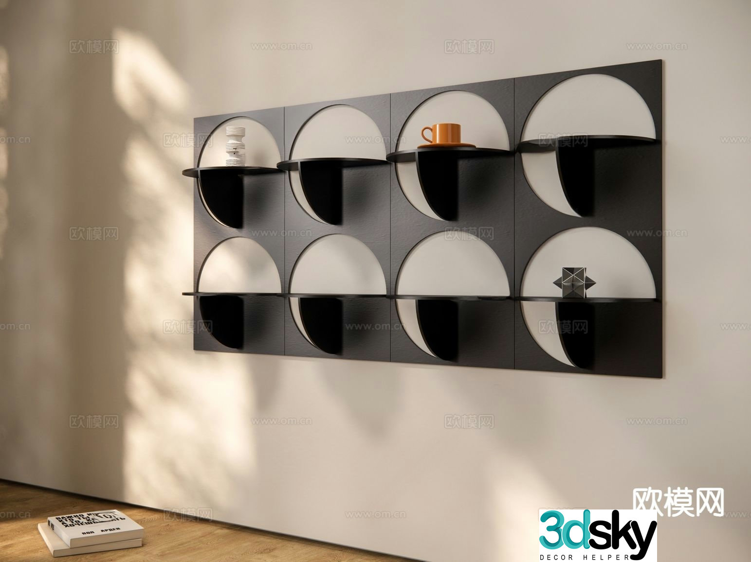 Modern wall cabinet wall-mounted storage rack display rack 3D model