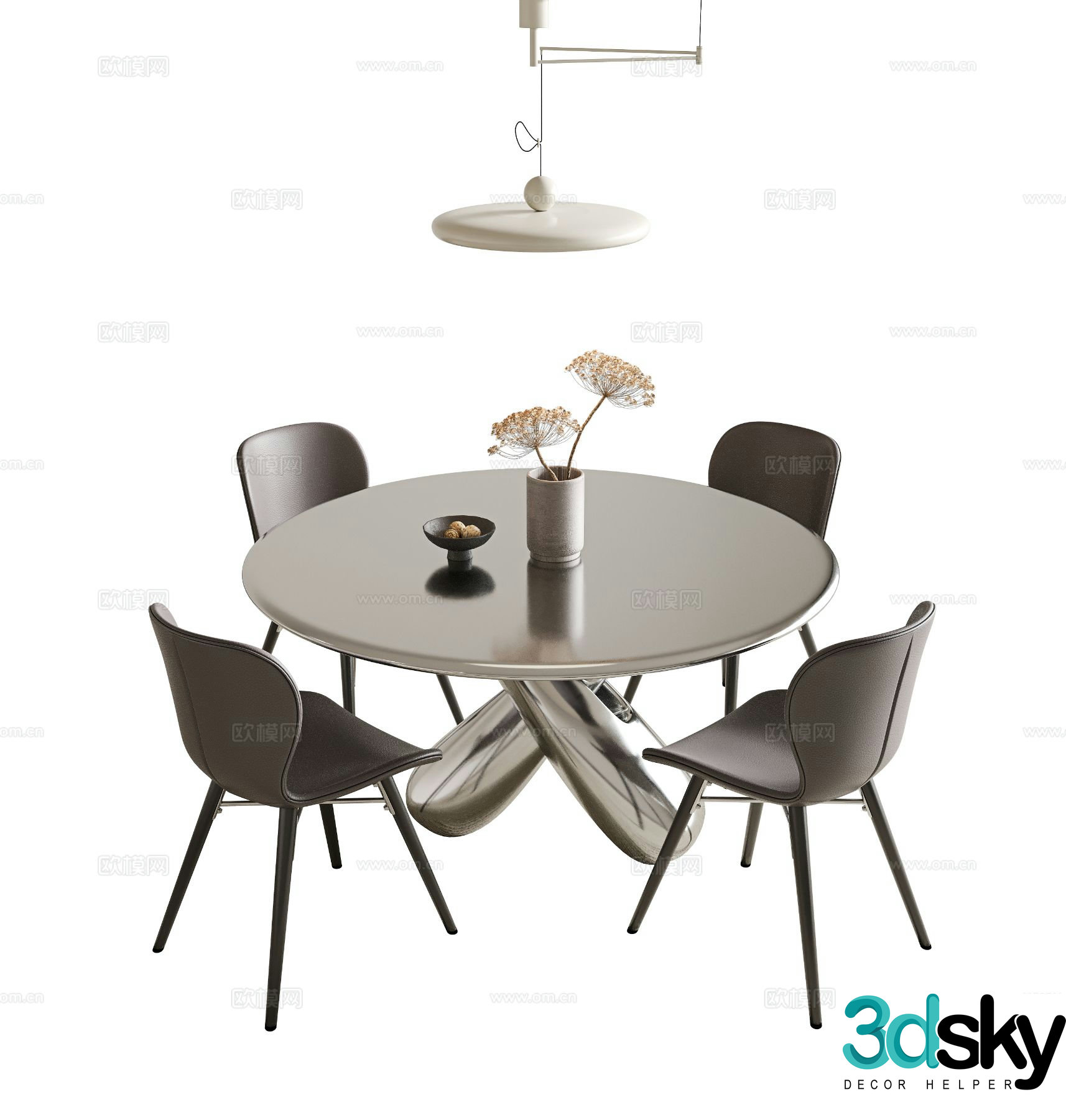Italian dining table and chairs 3d model